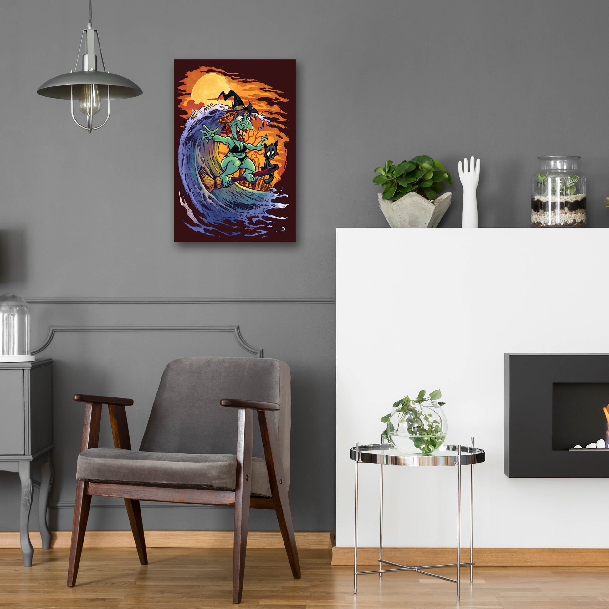 Epic Art 'Halloween At The Beach - Witch' by Flyland Designs, Acrylic Glass Wall Art,16x24