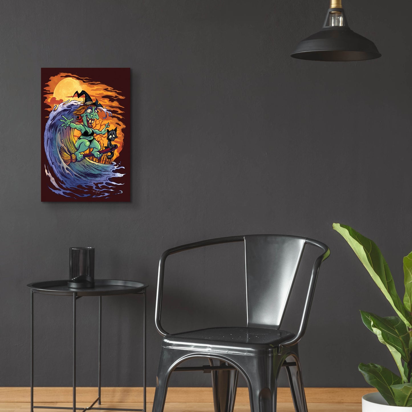 Epic Art 'Halloween At The Beach - Witch' by Flyland Designs, Acrylic Glass Wall Art,16x24