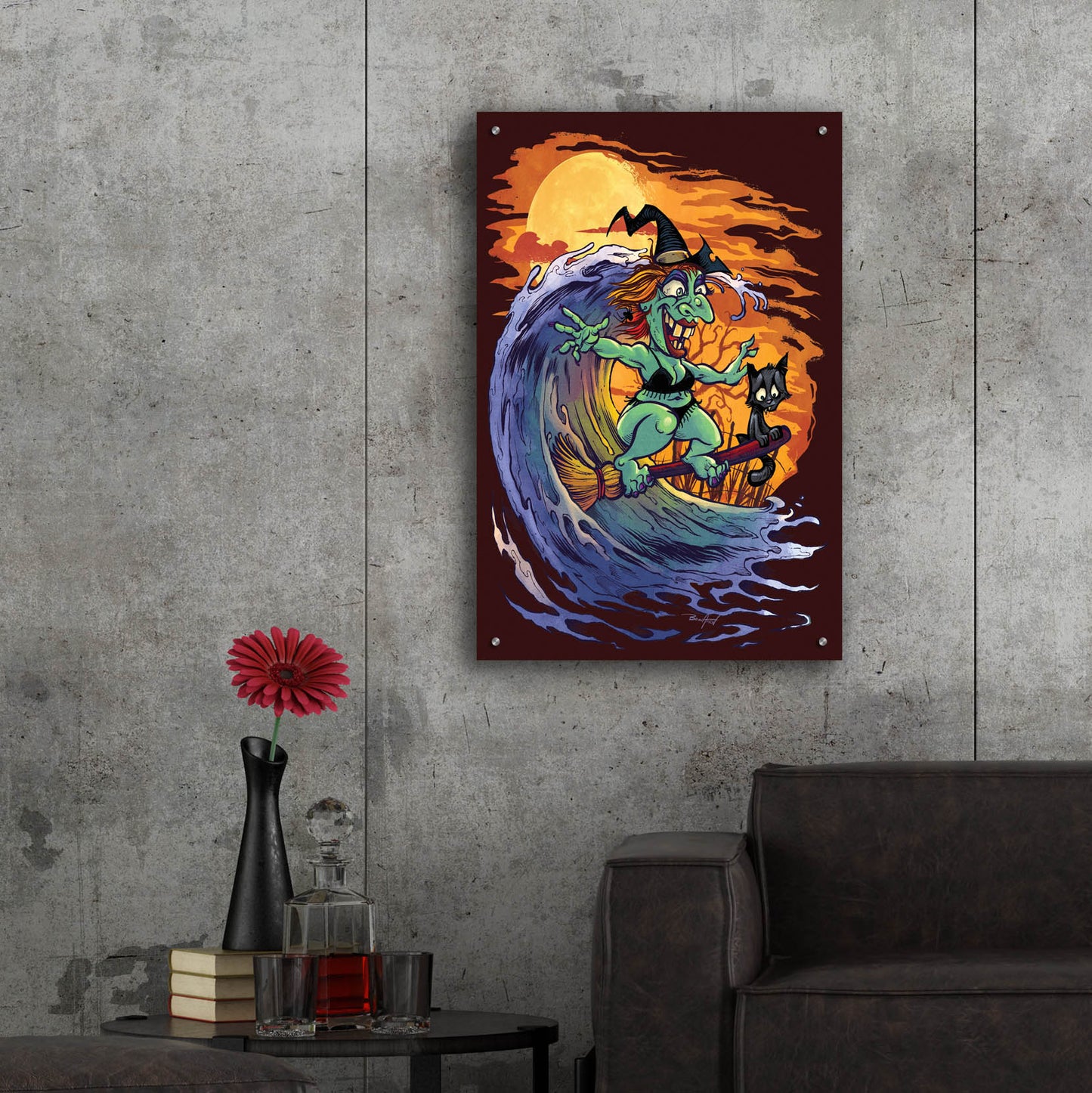 Epic Art 'Halloween At The Beach - Witch' by Flyland Designs, Acrylic Glass Wall Art,24x36