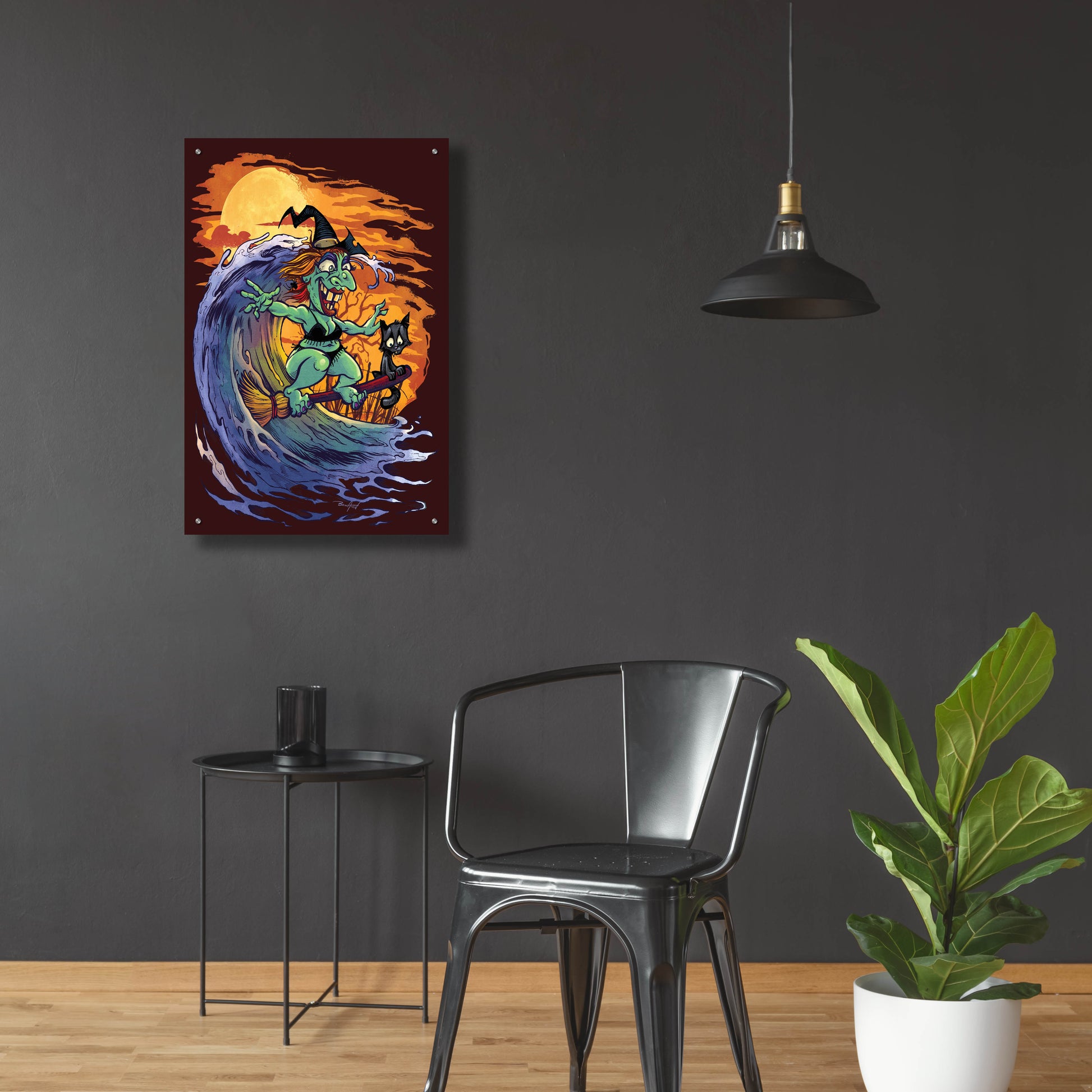 Epic Art 'Halloween At The Beach - Witch' by Flyland Designs, Acrylic Glass Wall Art,24x36