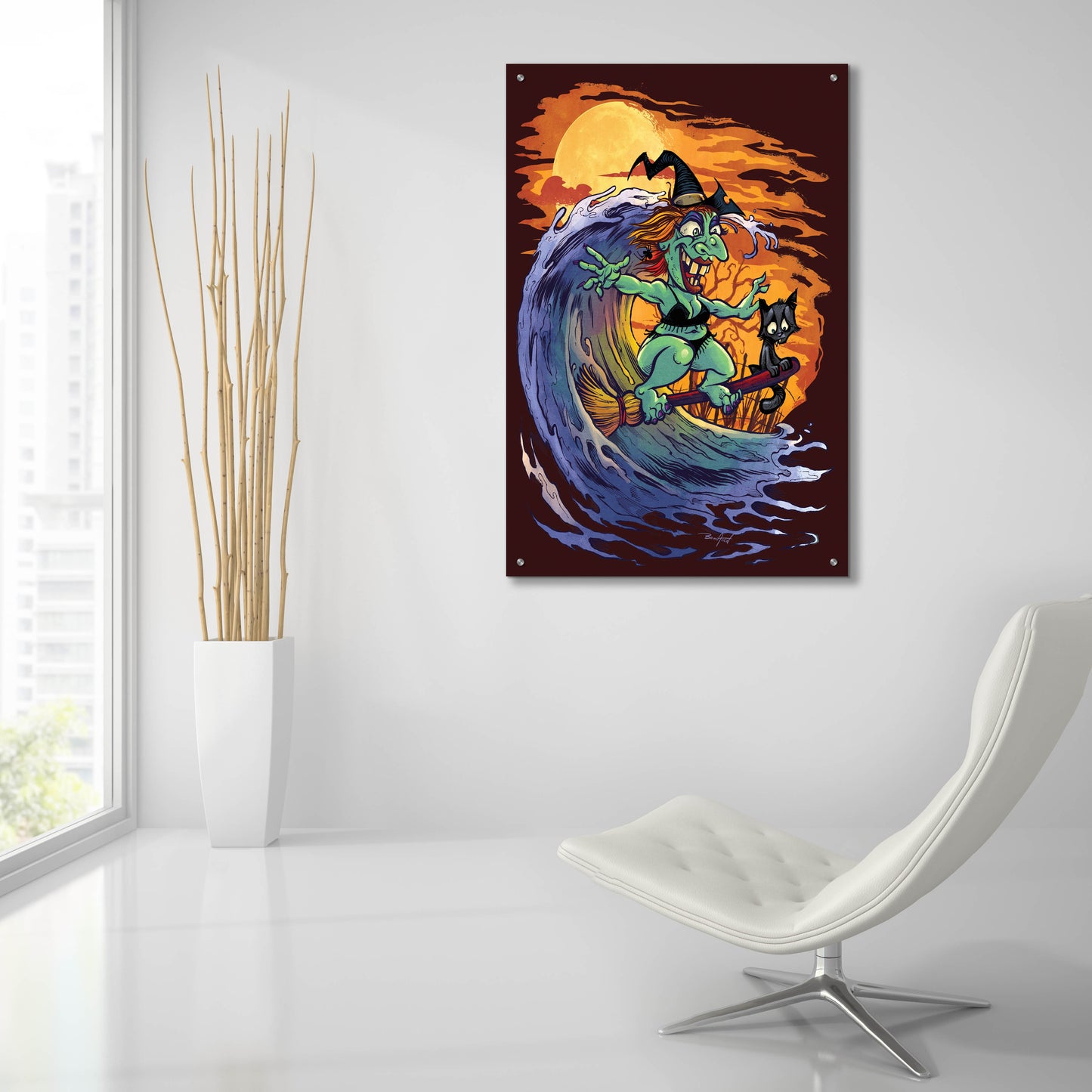 Epic Art 'Halloween At The Beach - Witch' by Flyland Designs, Acrylic Glass Wall Art,24x36