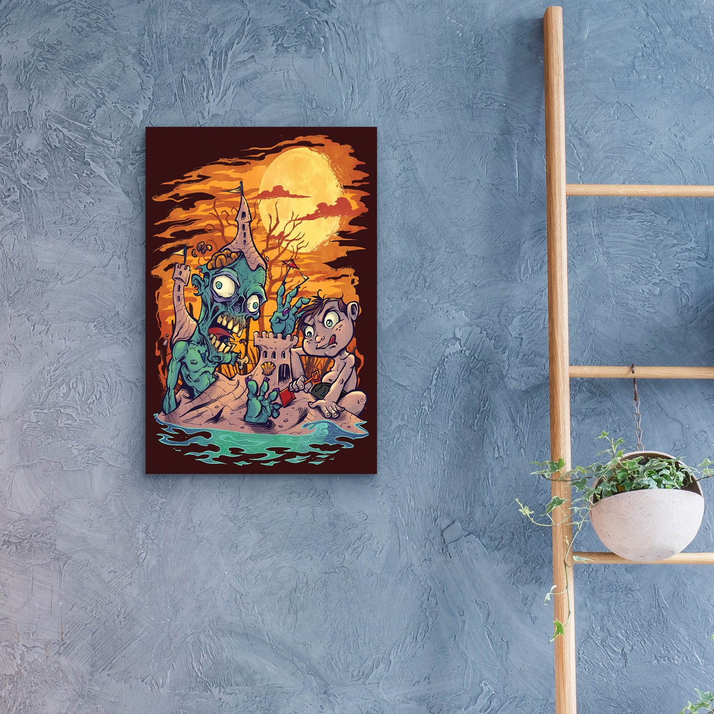 Epic Art 'Halloween At The Beach - Zombie' by Flyland Designs, Acrylic Glass Wall Art,16x24