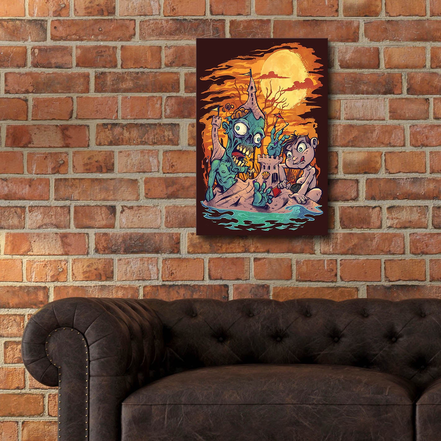 Epic Art 'Halloween At The Beach - Zombie' by Flyland Designs, Acrylic Glass Wall Art,16x24