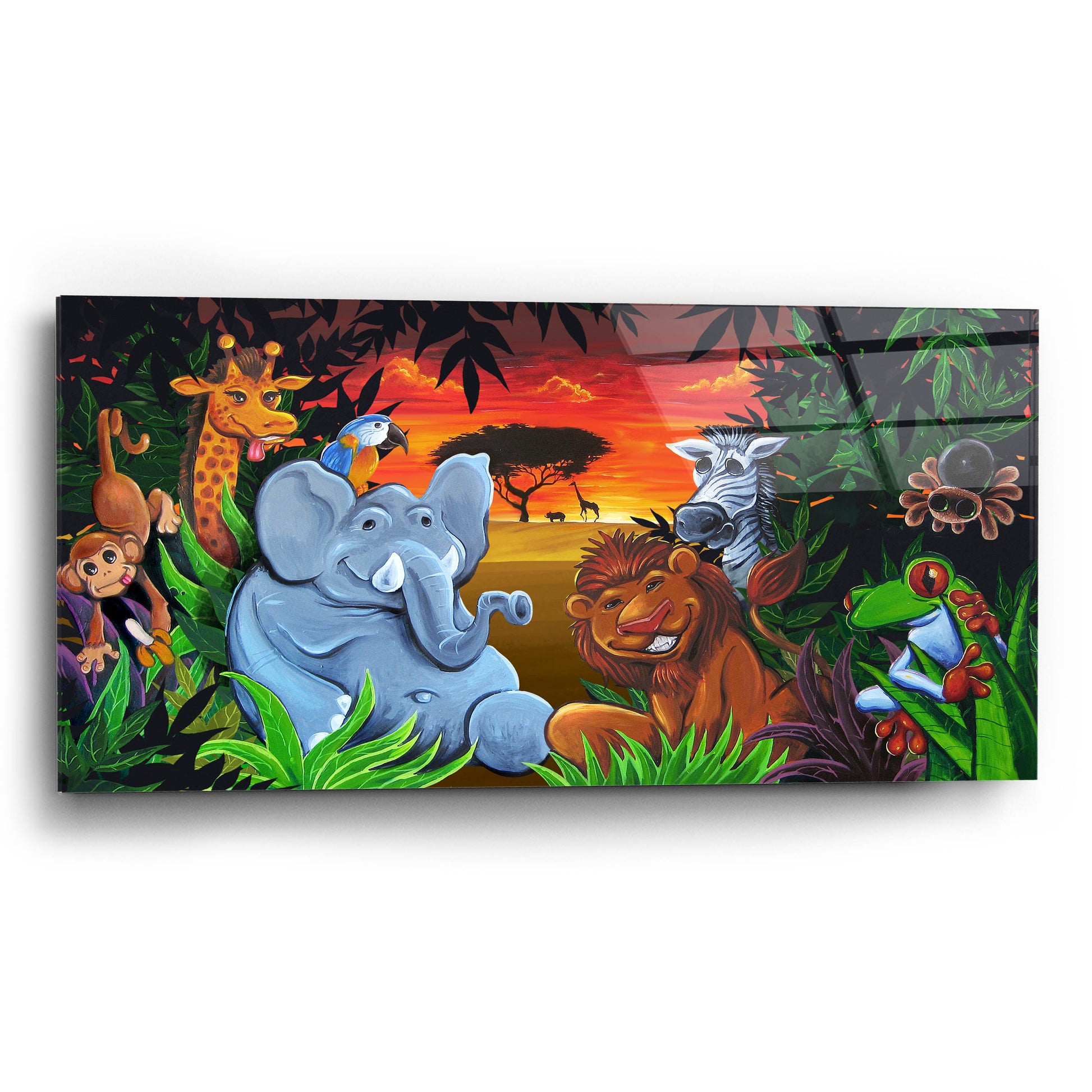 Epic Art 'Jungle Mural' by Flyland Designs, Acrylic Glass Wall Art,24x12