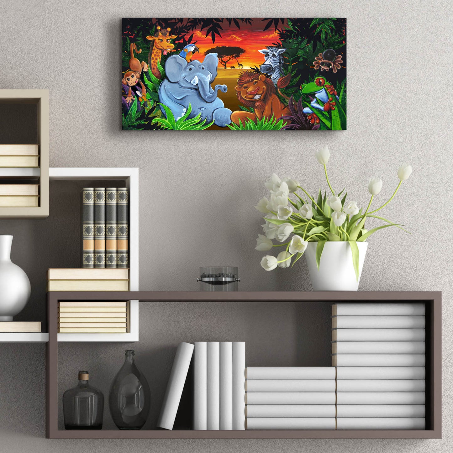 Epic Art 'Jungle Mural' by Flyland Designs, Acrylic Glass Wall Art,24x12