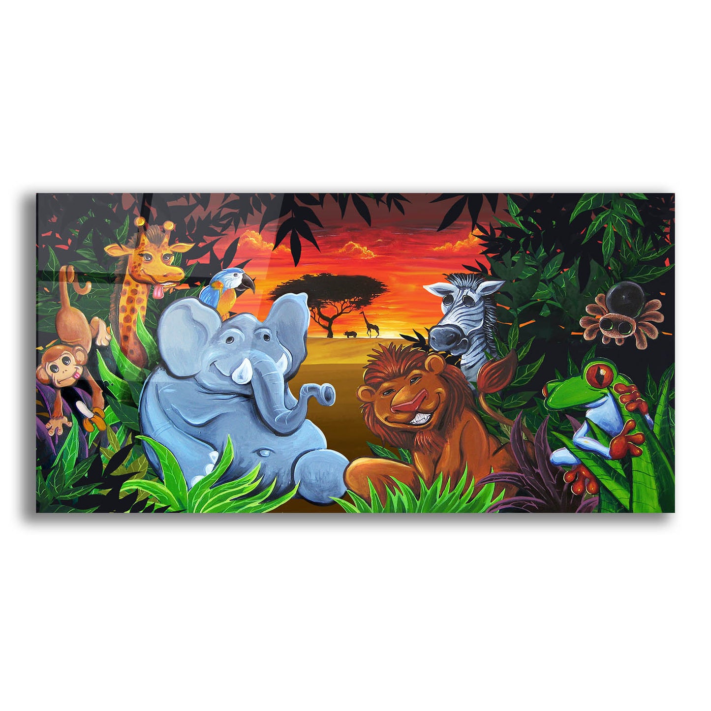 Epic Art 'Jungle Mural' by Flyland Designs, Acrylic Glass Wall Art,24x12