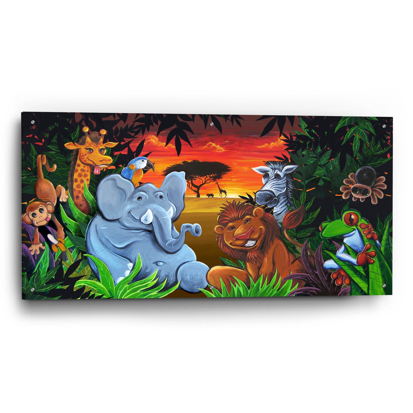 Epic Art 'Jungle Mural' by Flyland Designs, Acrylic Glass Wall Art,48x24