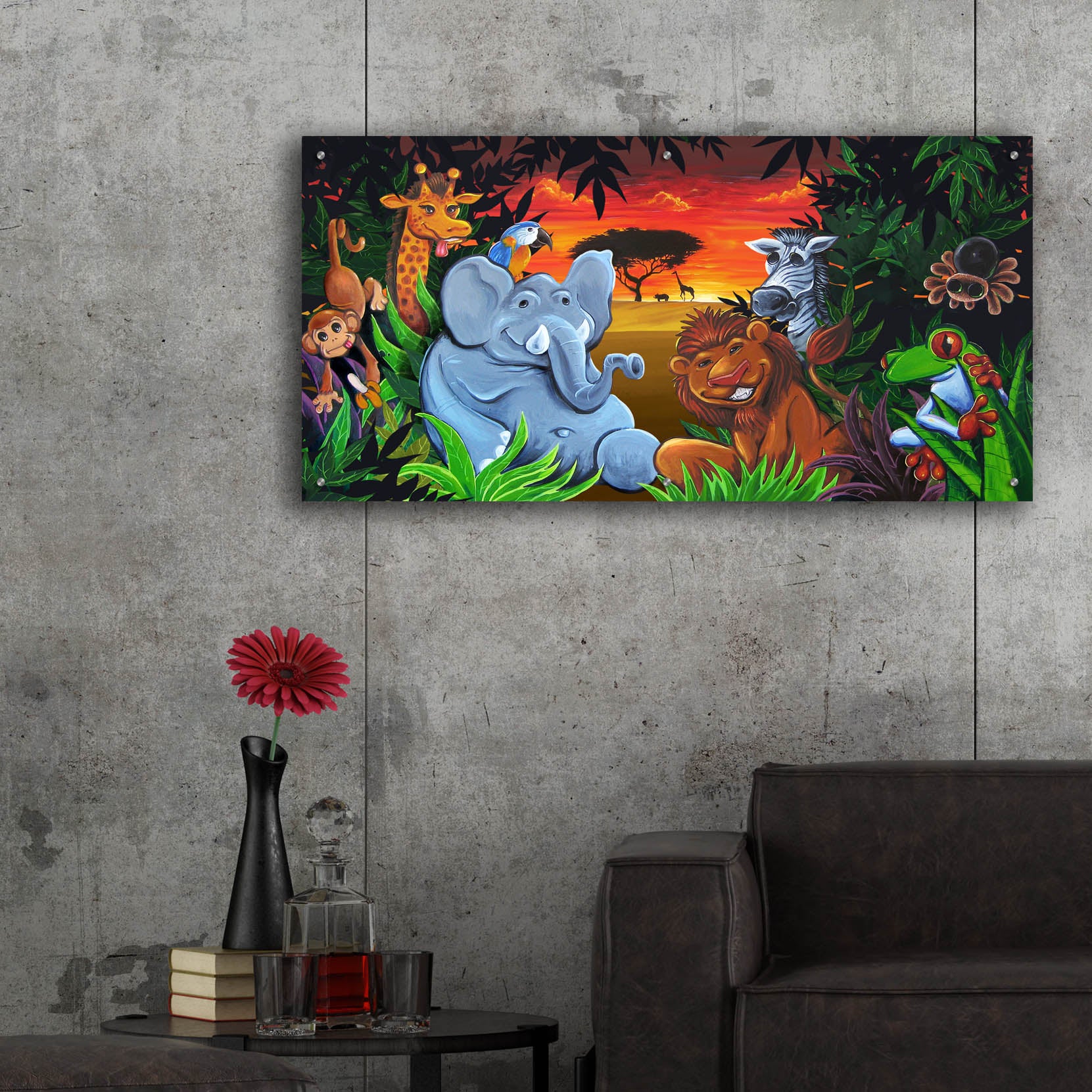 Epic Art 'Jungle Mural' by Flyland Designs, Acrylic Glass Wall Art,48x24