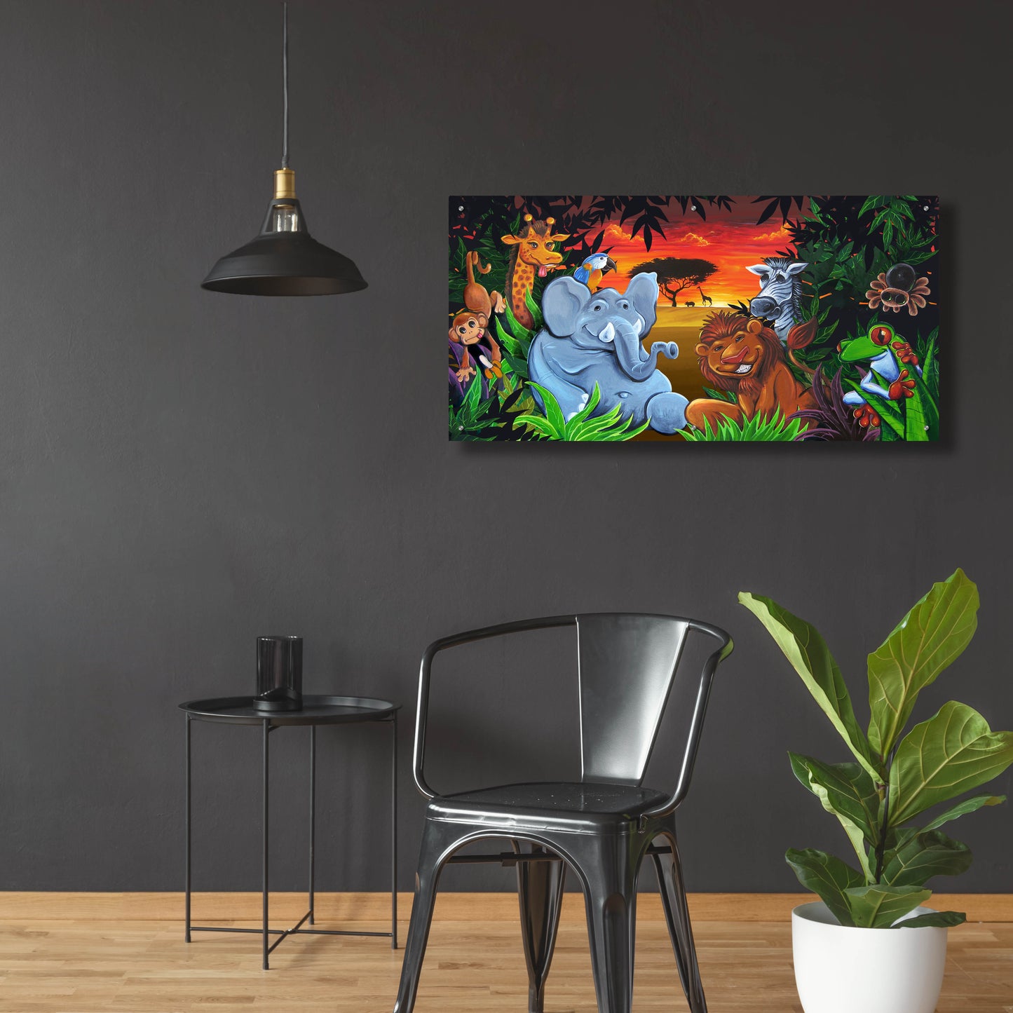 Epic Art 'Jungle Mural' by Flyland Designs, Acrylic Glass Wall Art,48x24