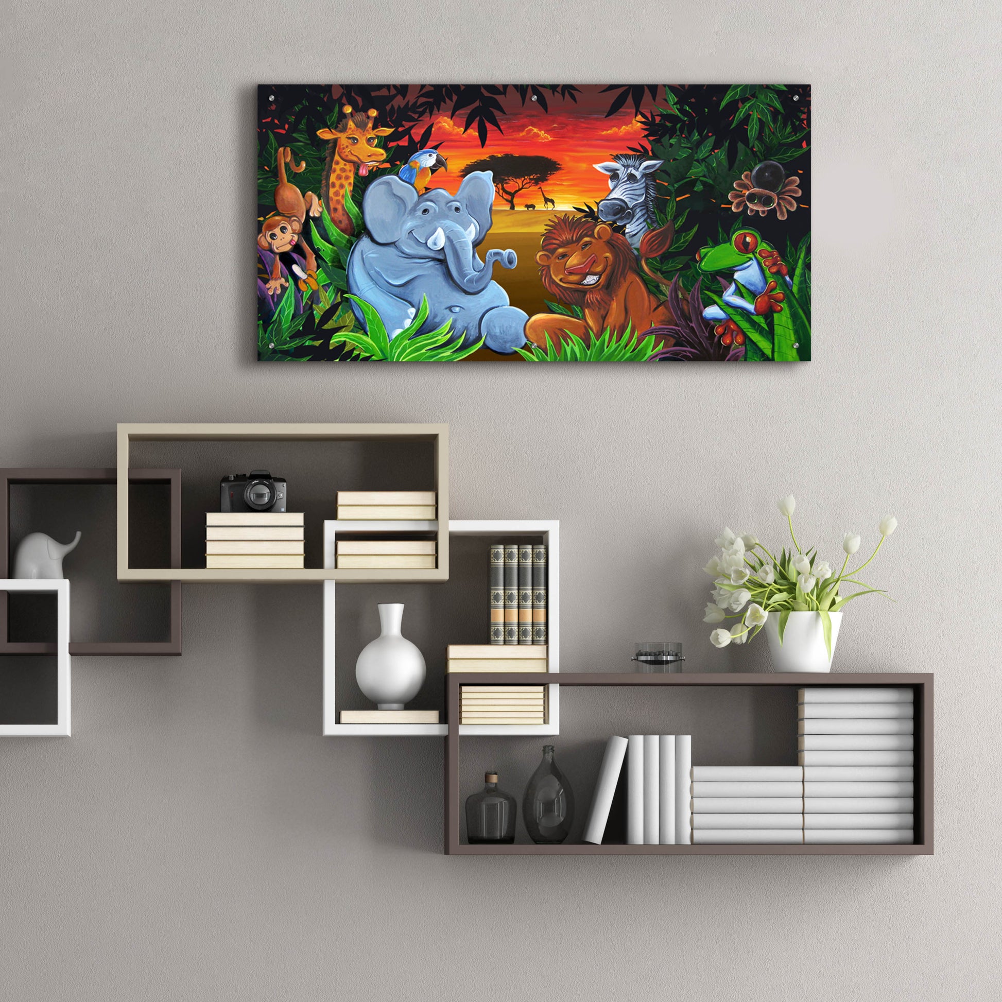 Epic Art 'Jungle Mural' by Flyland Designs, Acrylic Glass Wall Art,48x24