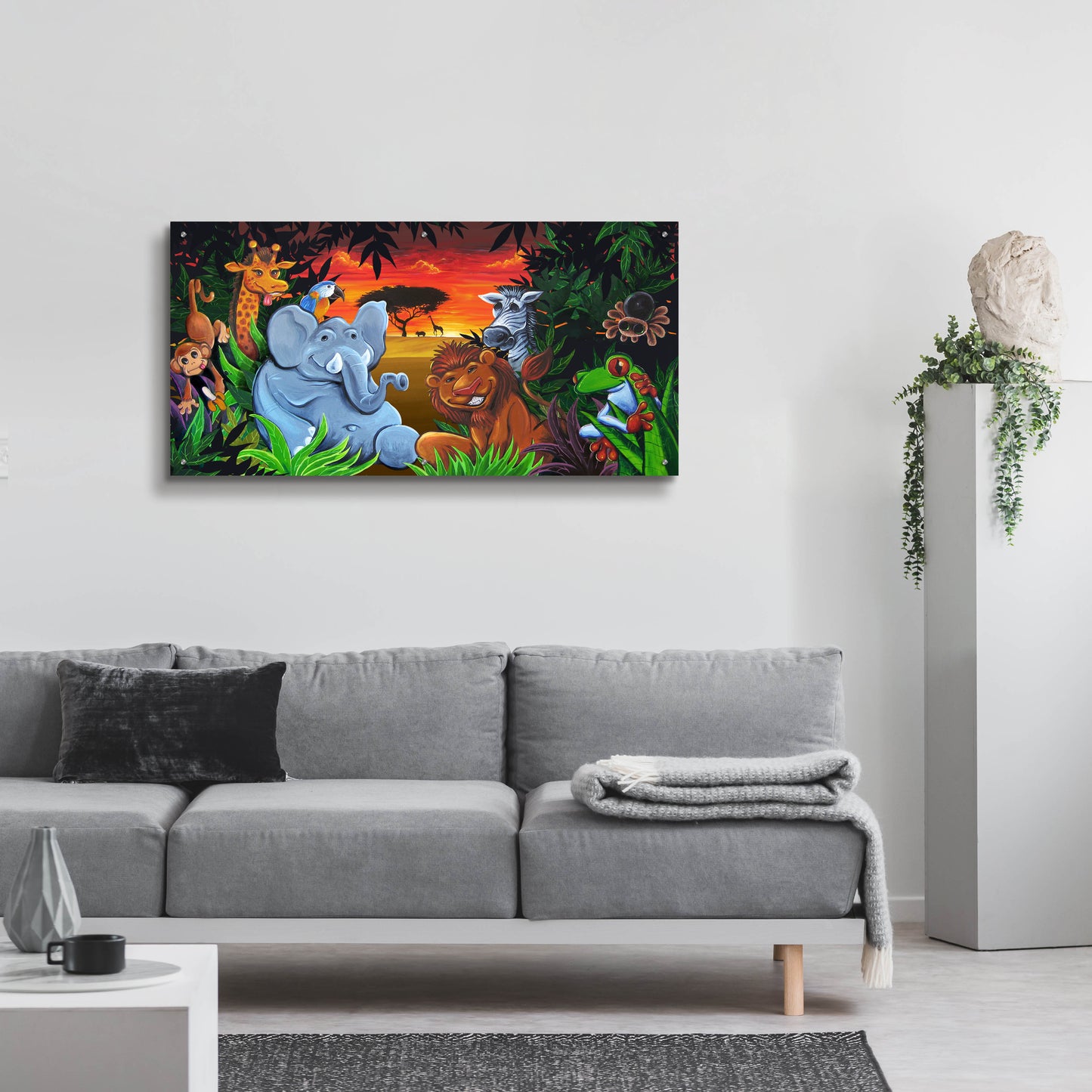 Epic Art 'Jungle Mural' by Flyland Designs, Acrylic Glass Wall Art,48x24