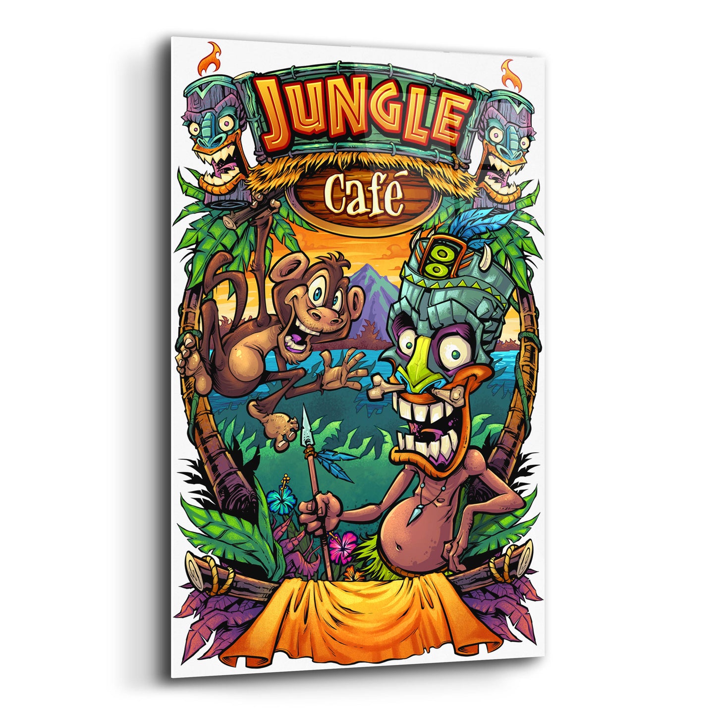 Epic Art 'JungleCafe Amazon' by Flyland Designs, Acrylic Glass Wall Art,12x16