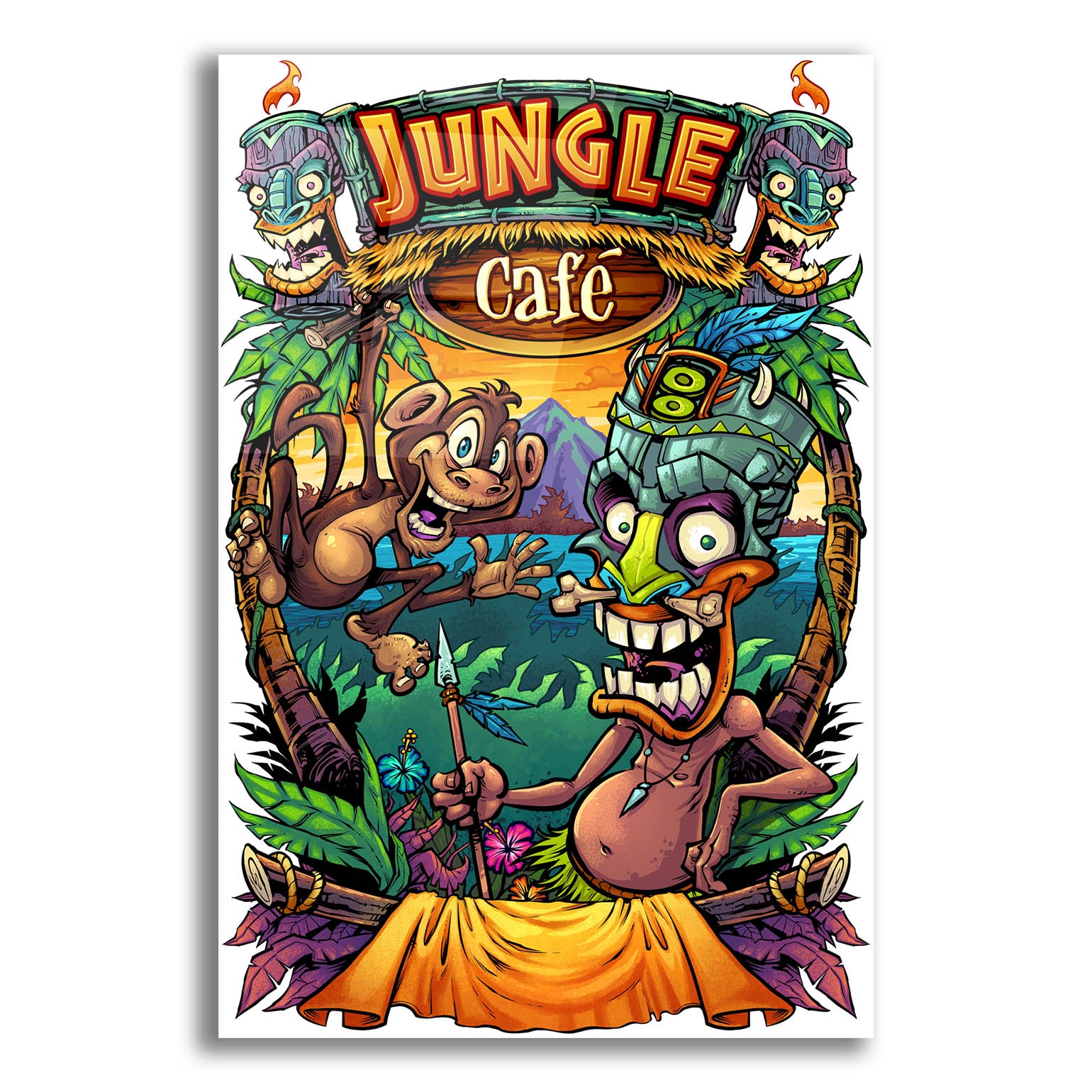 Epic Art 'JungleCafe Amazon' by Flyland Designs, Acrylic Glass Wall Art,12x16