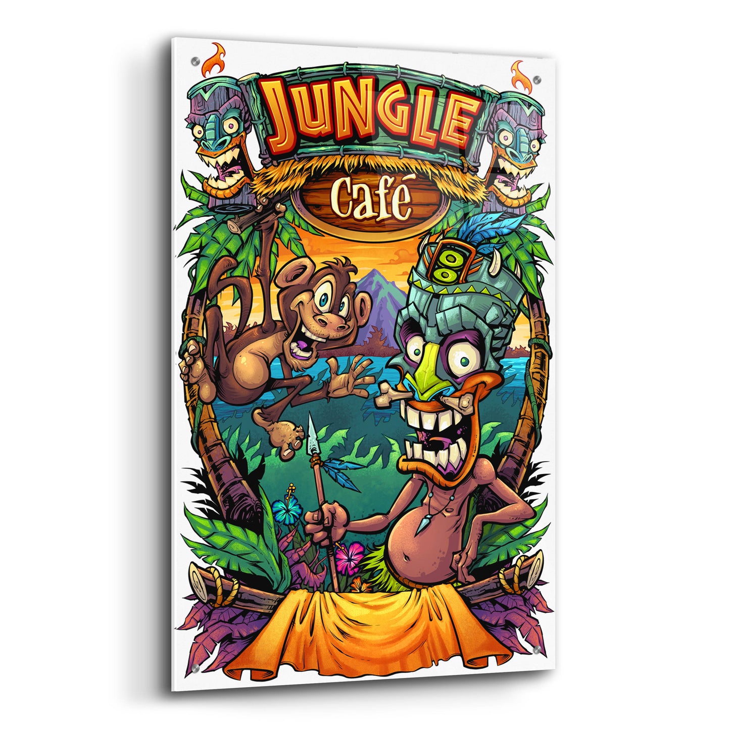 Epic Art 'JungleCafe Amazon' by Flyland Designs, Acrylic Glass Wall Art,24x36