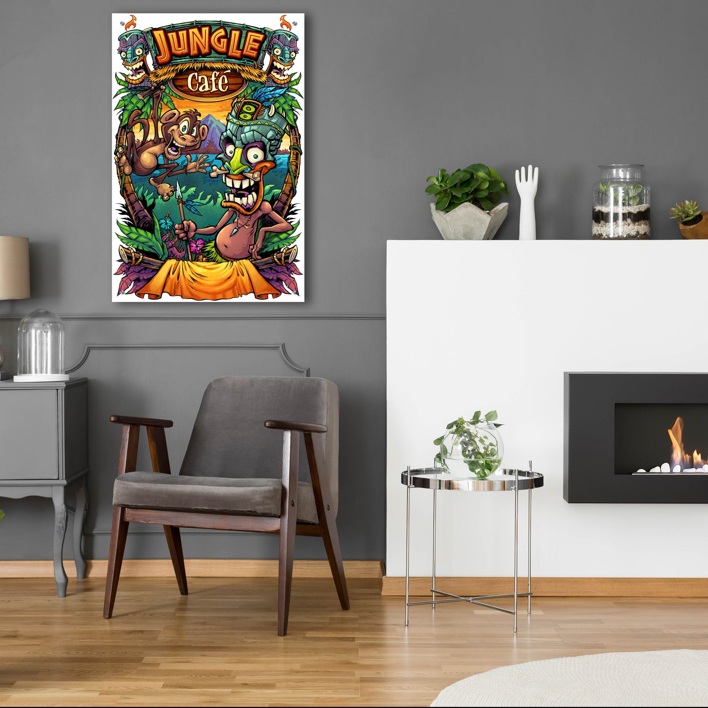 Epic Art 'JungleCafe Amazon' by Flyland Designs, Acrylic Glass Wall Art,24x36