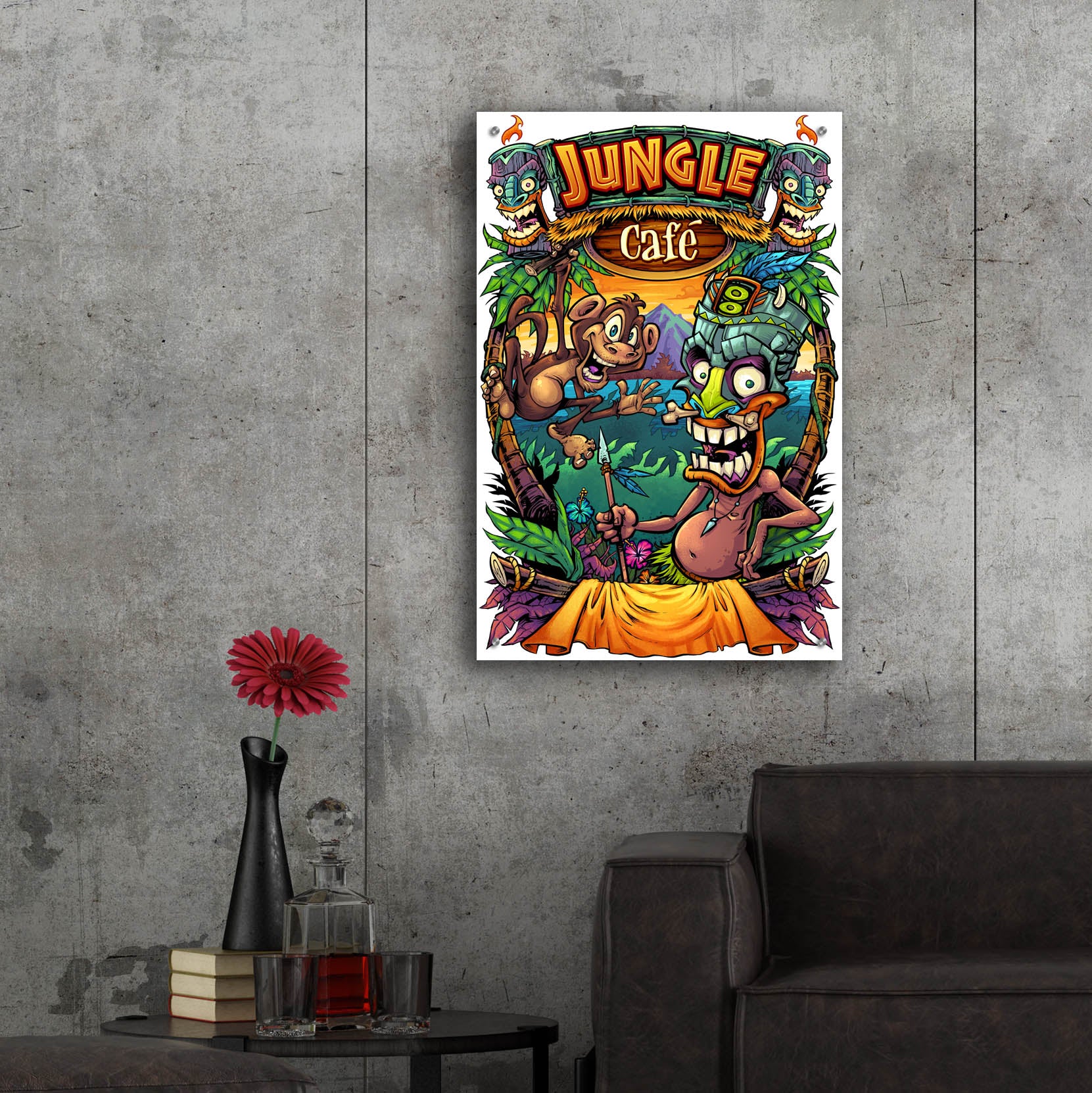 Epic Art 'JungleCafe Amazon' by Flyland Designs, Acrylic Glass Wall Art,24x36