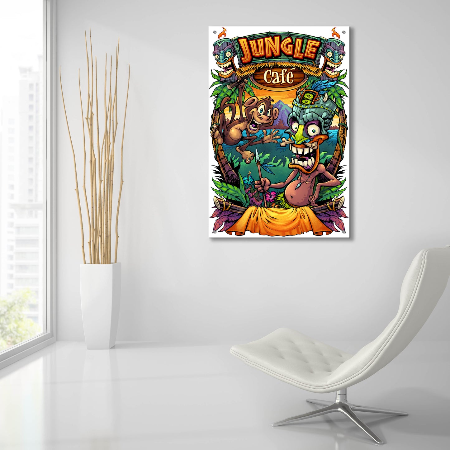 Epic Art 'JungleCafe Amazon' by Flyland Designs, Acrylic Glass Wall Art,24x36