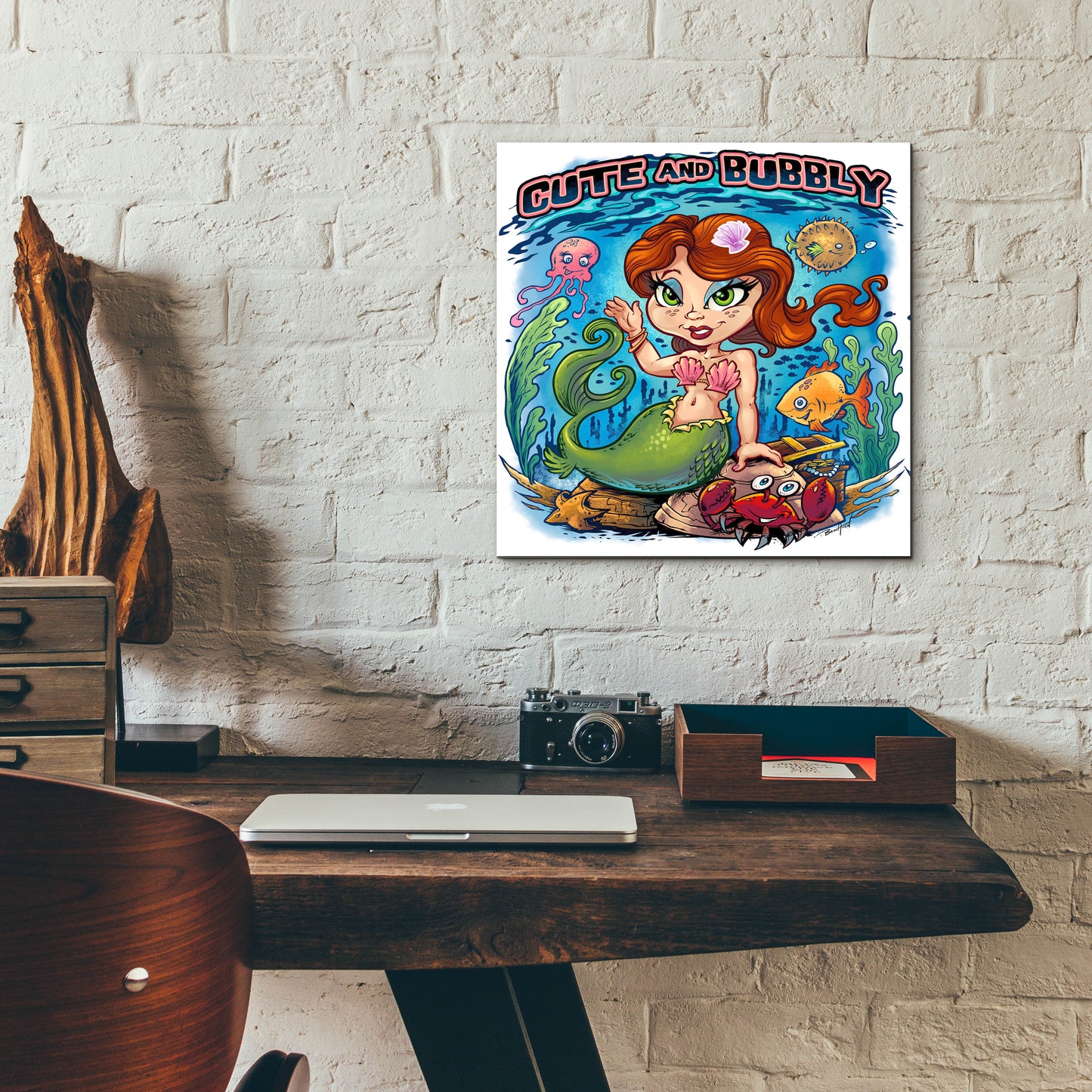 Epic Art 'Kid Mermaid Underwater Template' by Flyland Designs, Acrylic Glass Wall Art,12x12