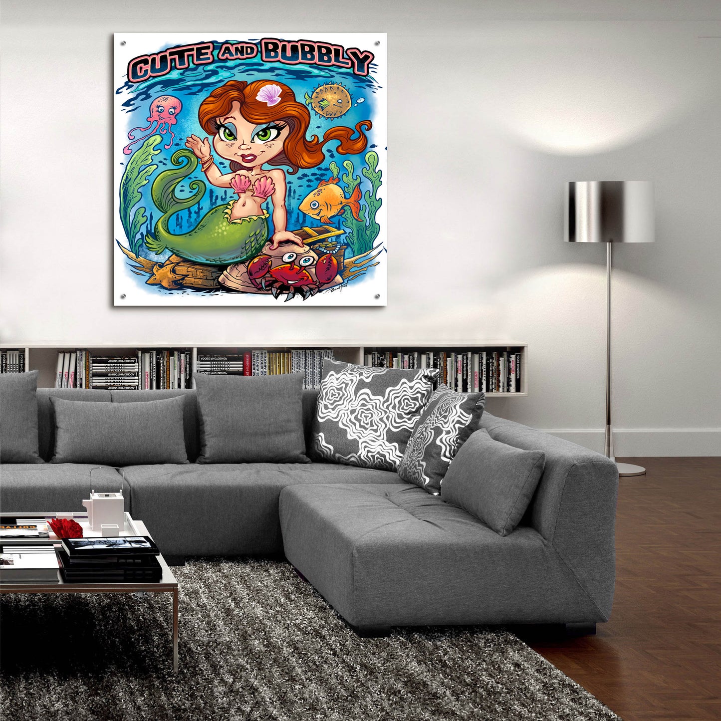 Epic Art 'Kid Mermaid Underwater Template' by Flyland Designs, Acrylic Glass Wall Art,36x36