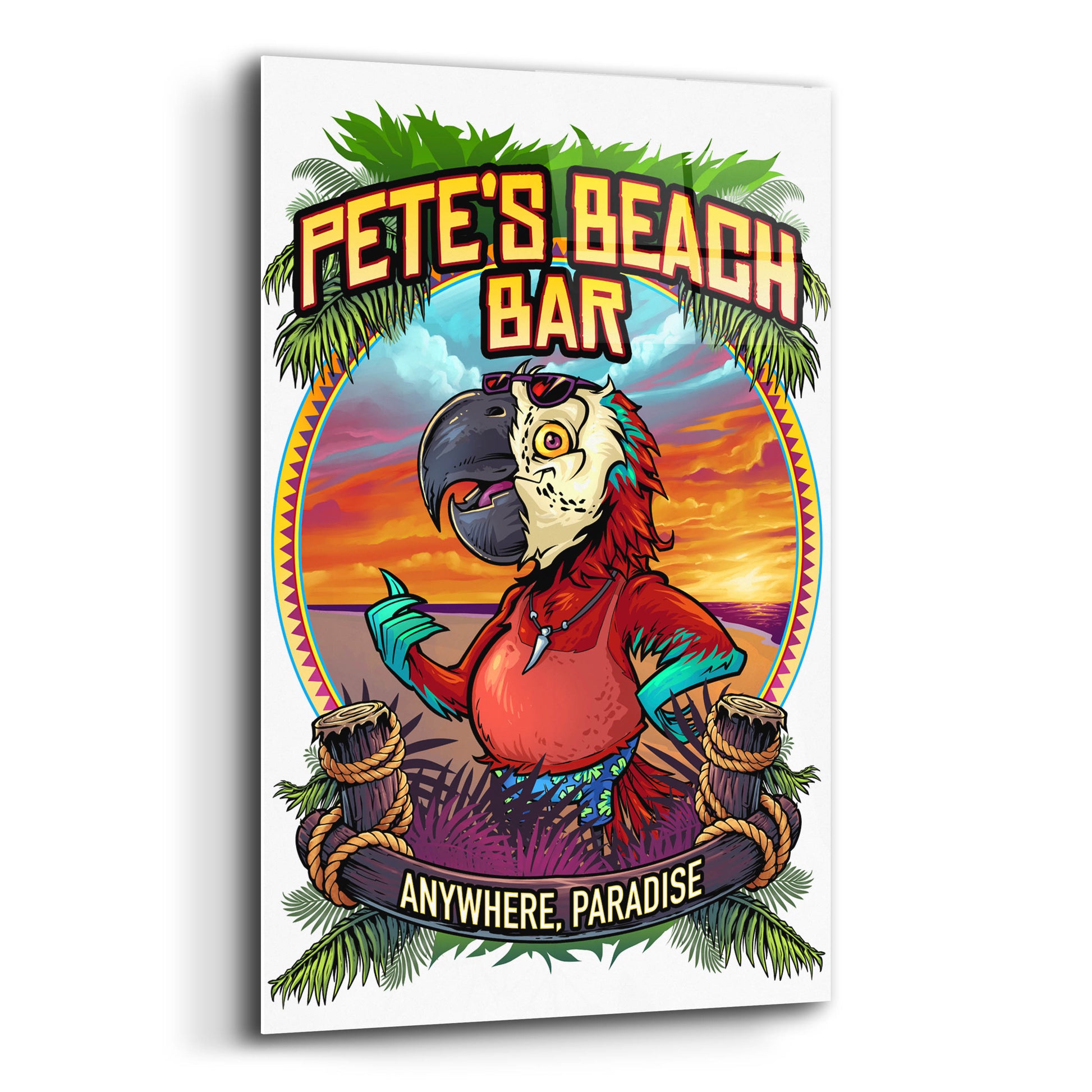 Epic Art 'Pete's Beach Bar' by Flyland Designs, Acrylic Glass Wall Art,12x16