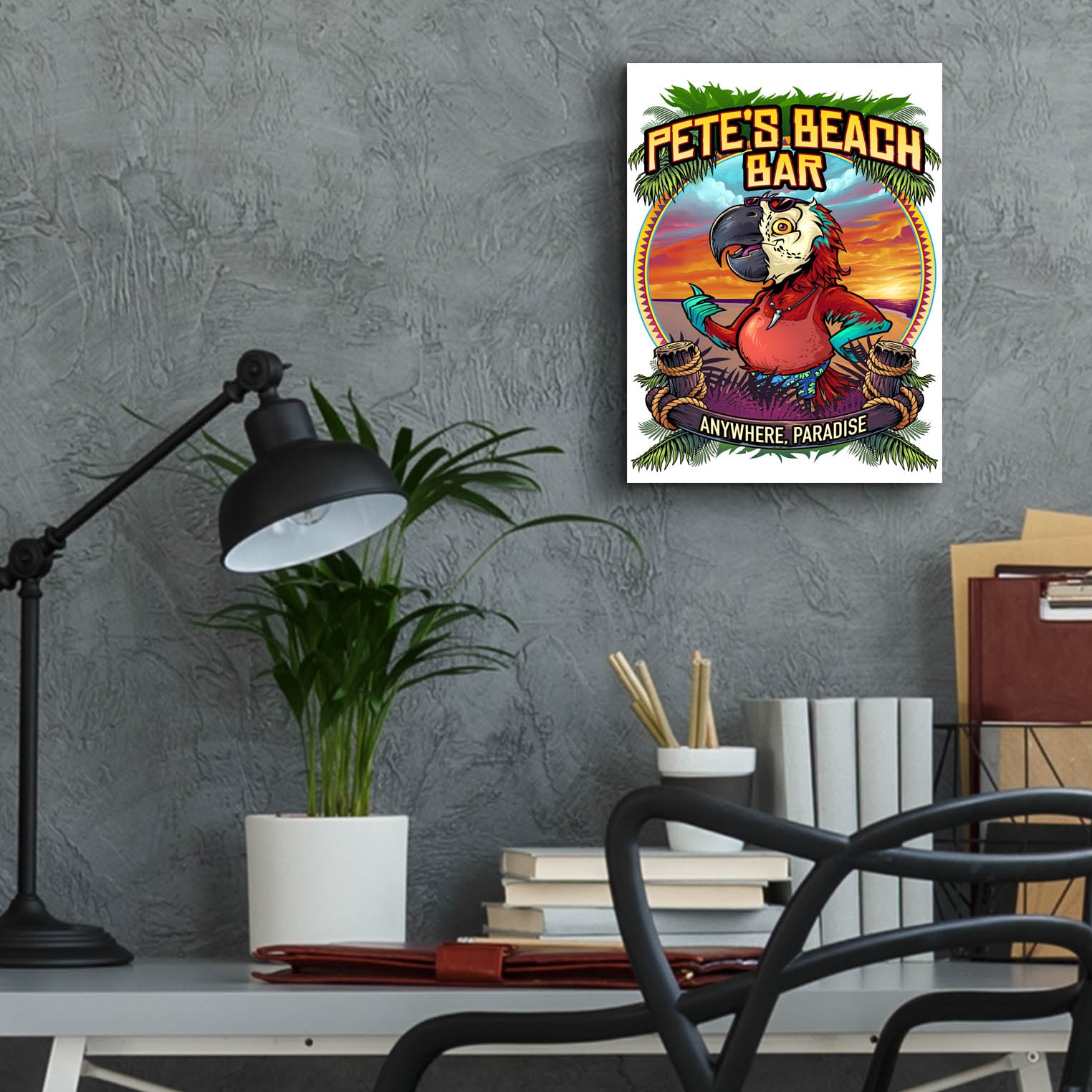 Epic Art 'Pete's Beach Bar' by Flyland Designs, Acrylic Glass Wall Art,12x16