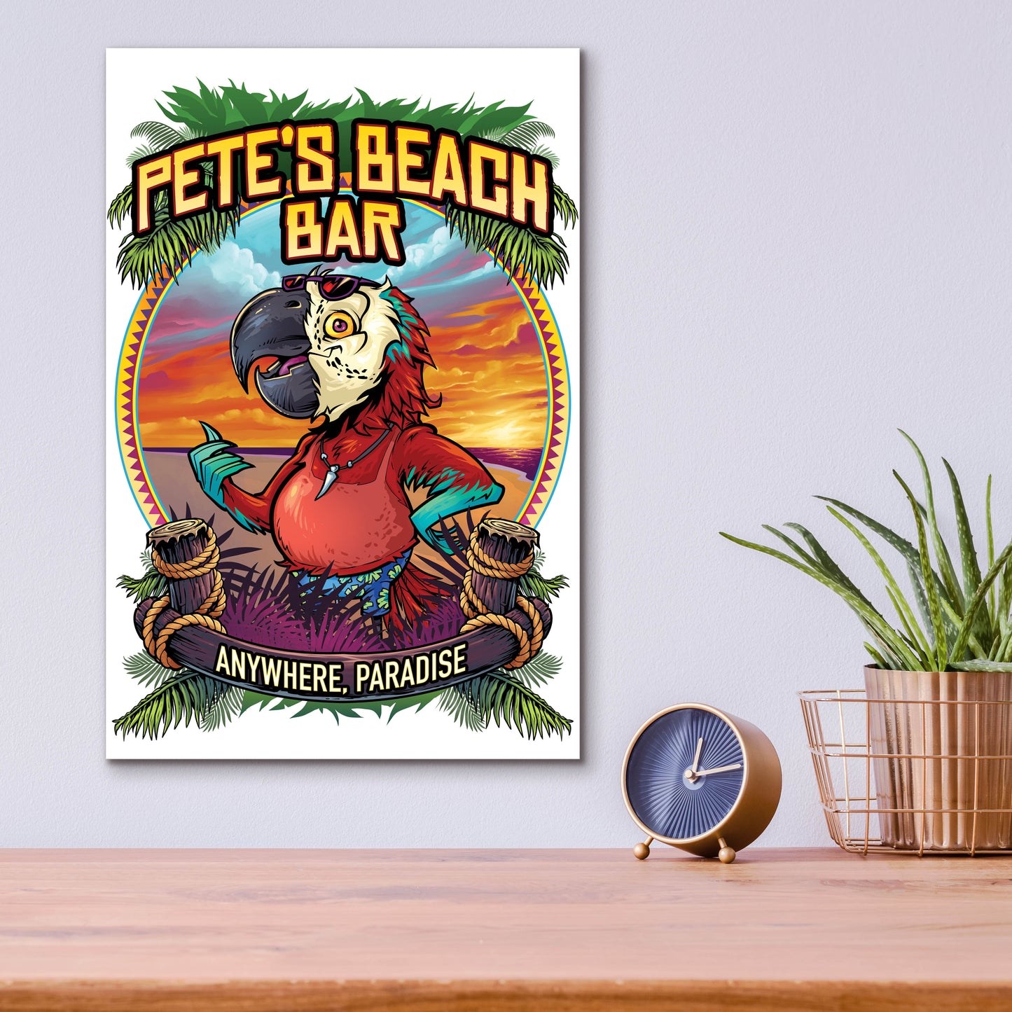 Epic Art 'Pete's Beach Bar' by Flyland Designs, Acrylic Glass Wall Art,12x16