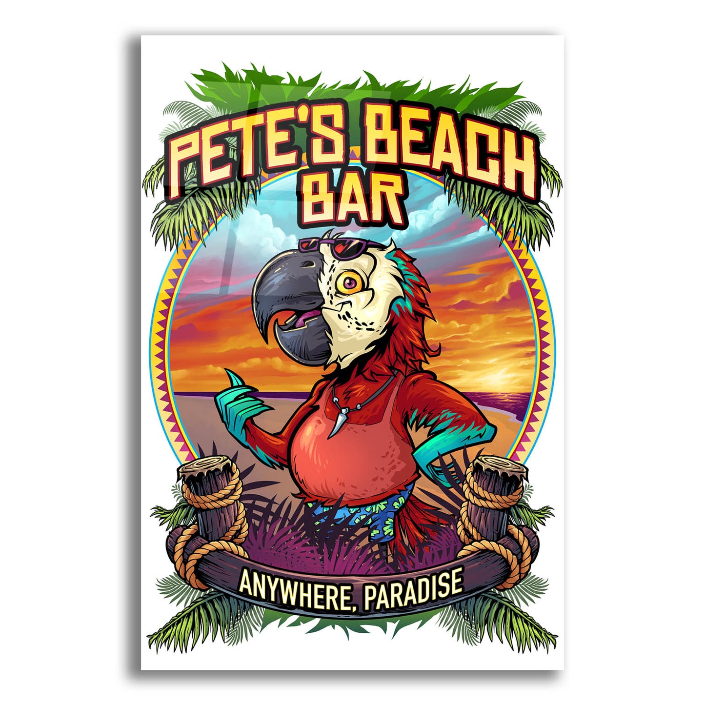 Epic Art 'Pete's Beach Bar' by Flyland Designs, Acrylic Glass Wall Art,12x16