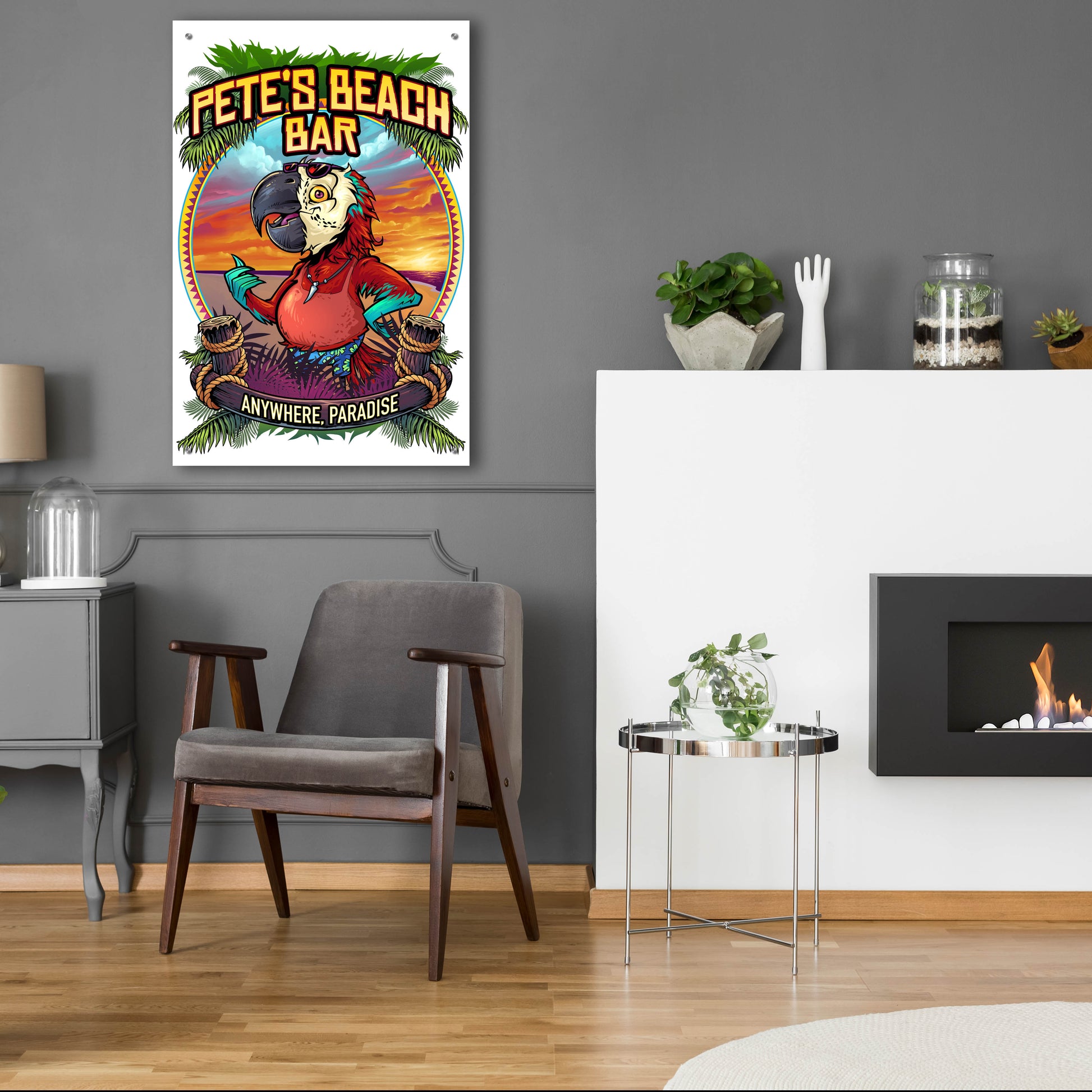 Epic Art 'Pete's Beach Bar' by Flyland Designs, Acrylic Glass Wall Art,24x36