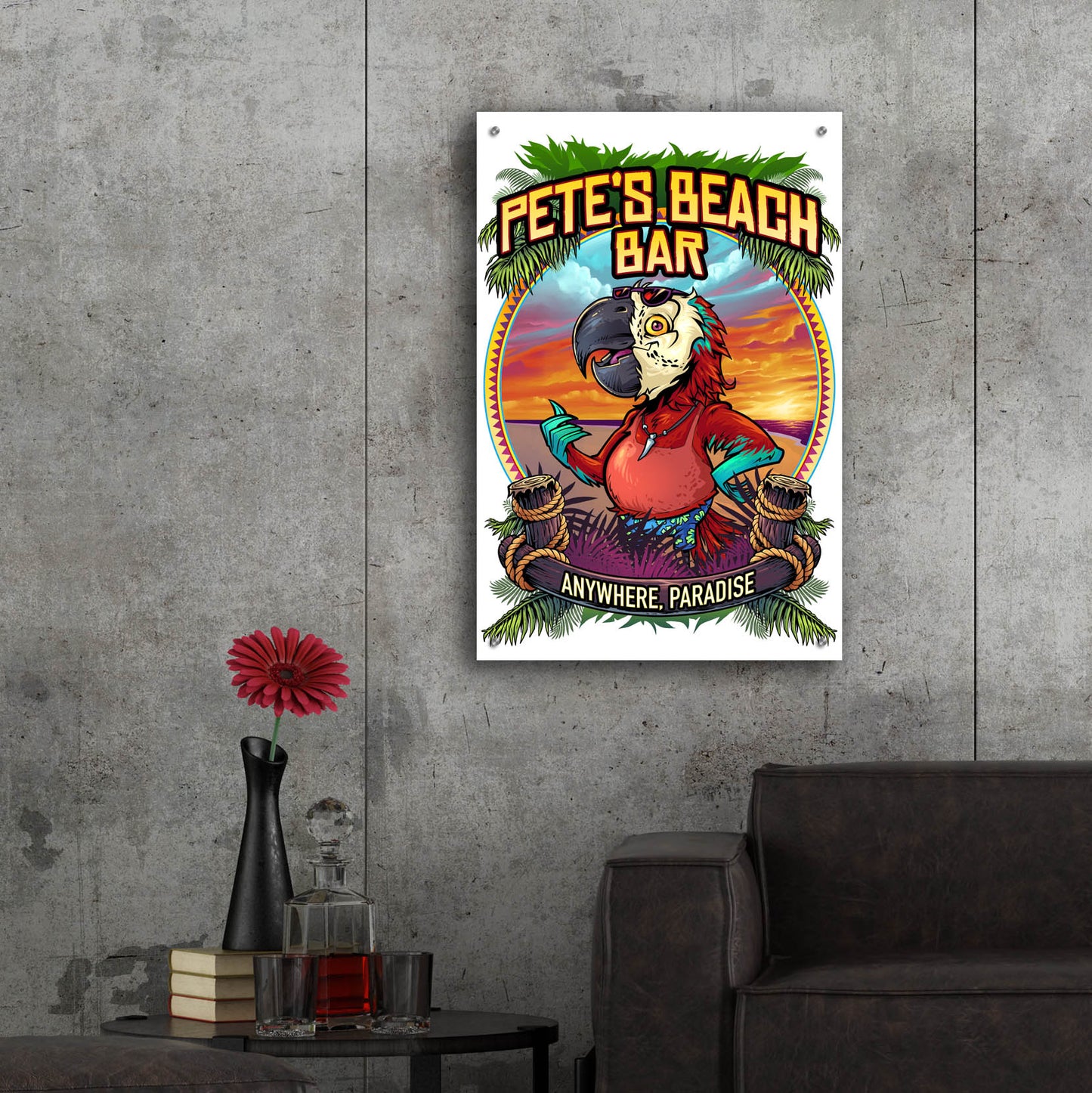 Epic Art 'Pete's Beach Bar' by Flyland Designs, Acrylic Glass Wall Art,24x36