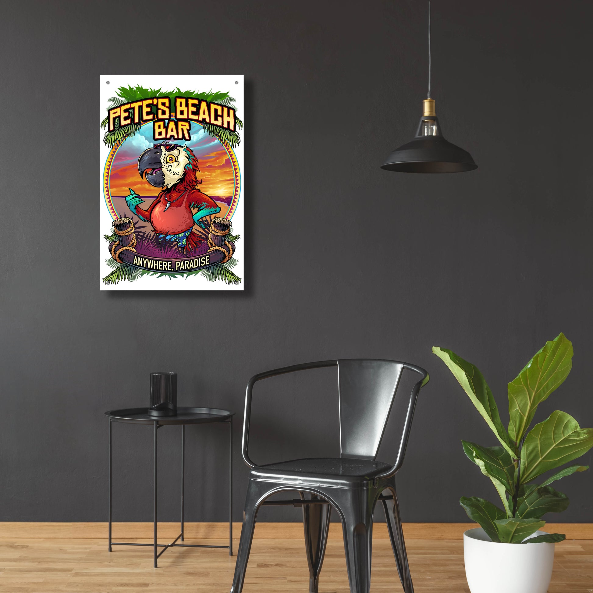 Epic Art 'Pete's Beach Bar' by Flyland Designs, Acrylic Glass Wall Art,24x36