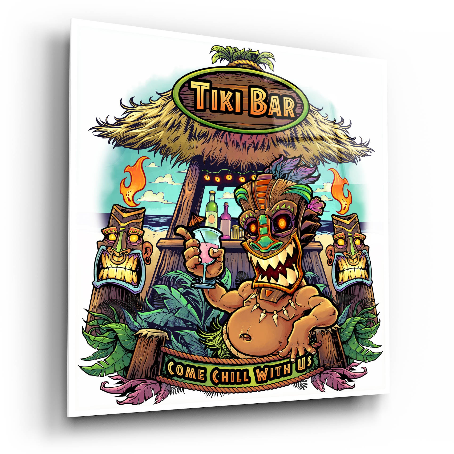 Epic Art 'Tiki Bar' by Flyland Designs, Acrylic Glass Wall Art,12x12