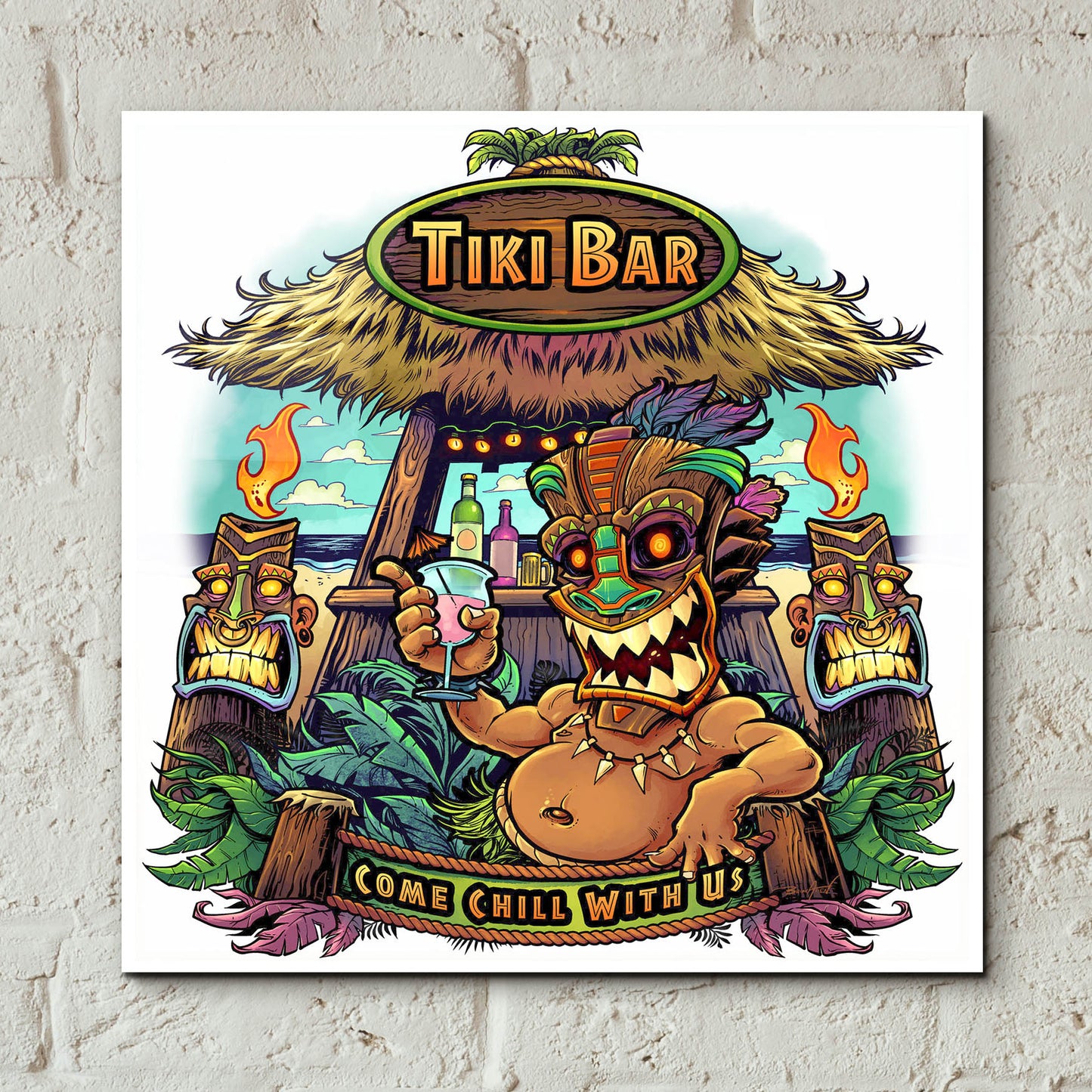 Epic Art 'Tiki Bar' by Flyland Designs, Acrylic Glass Wall Art,12x12