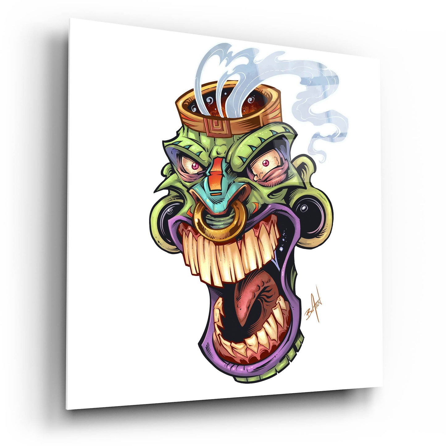 Epic Art 'Tiki Head 2 Screaming' by Flyland Designs, Acrylic Glass Wall Art,12x12