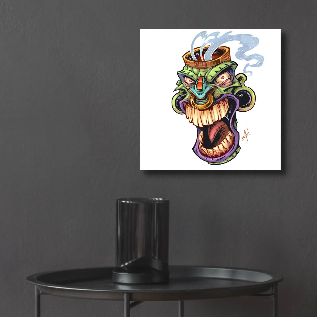 Epic Art 'Tiki Head 2 Screaming' by Flyland Designs, Acrylic Glass Wall Art,12x12