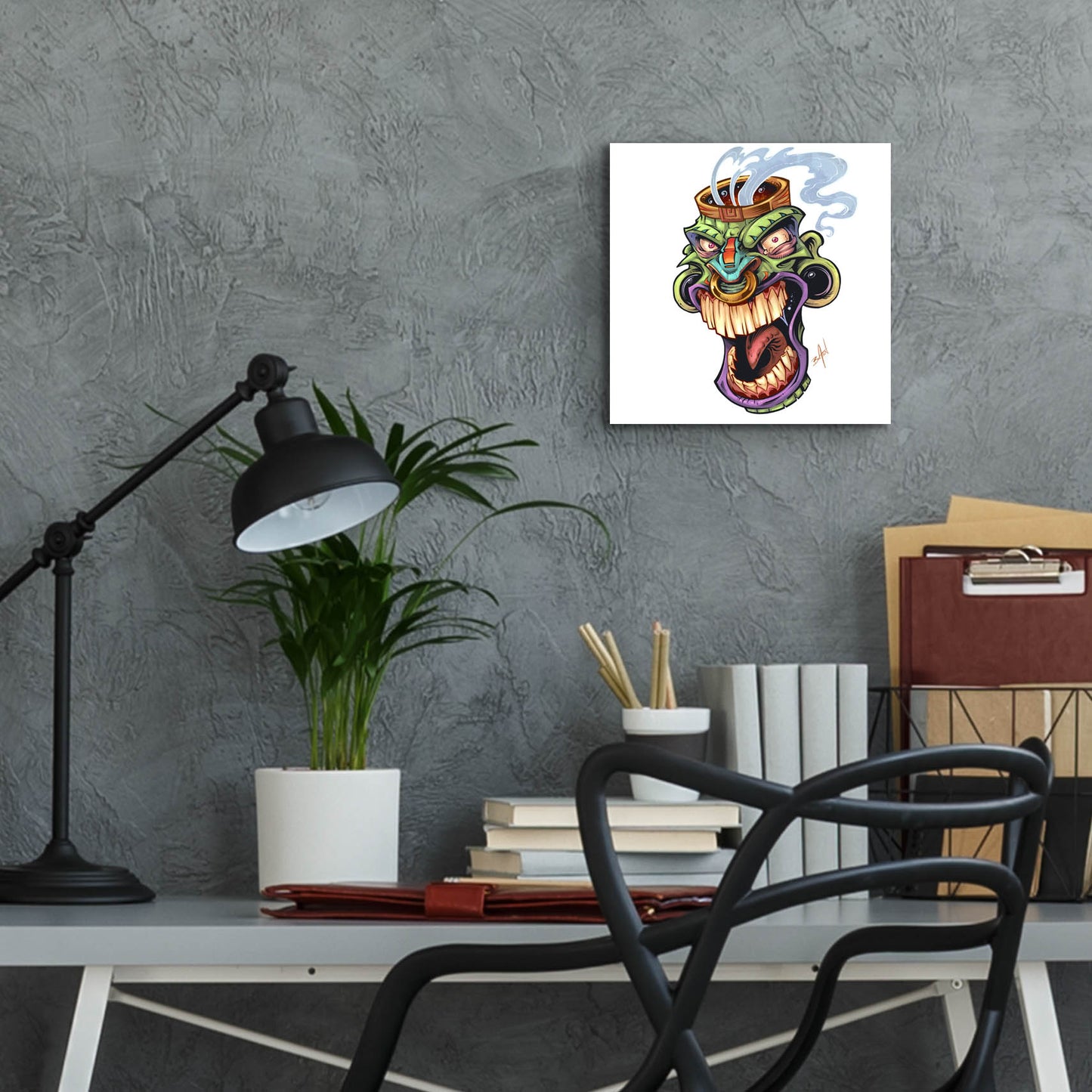 Epic Art 'Tiki Head 2 Screaming' by Flyland Designs, Acrylic Glass Wall Art,12x12