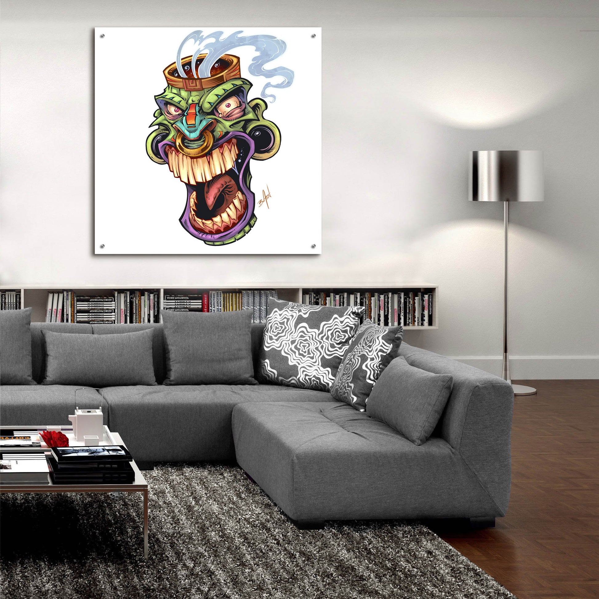 Epic Art 'Tiki Head 2 Screaming' by Flyland Designs, Acrylic Glass Wall Art,36x36