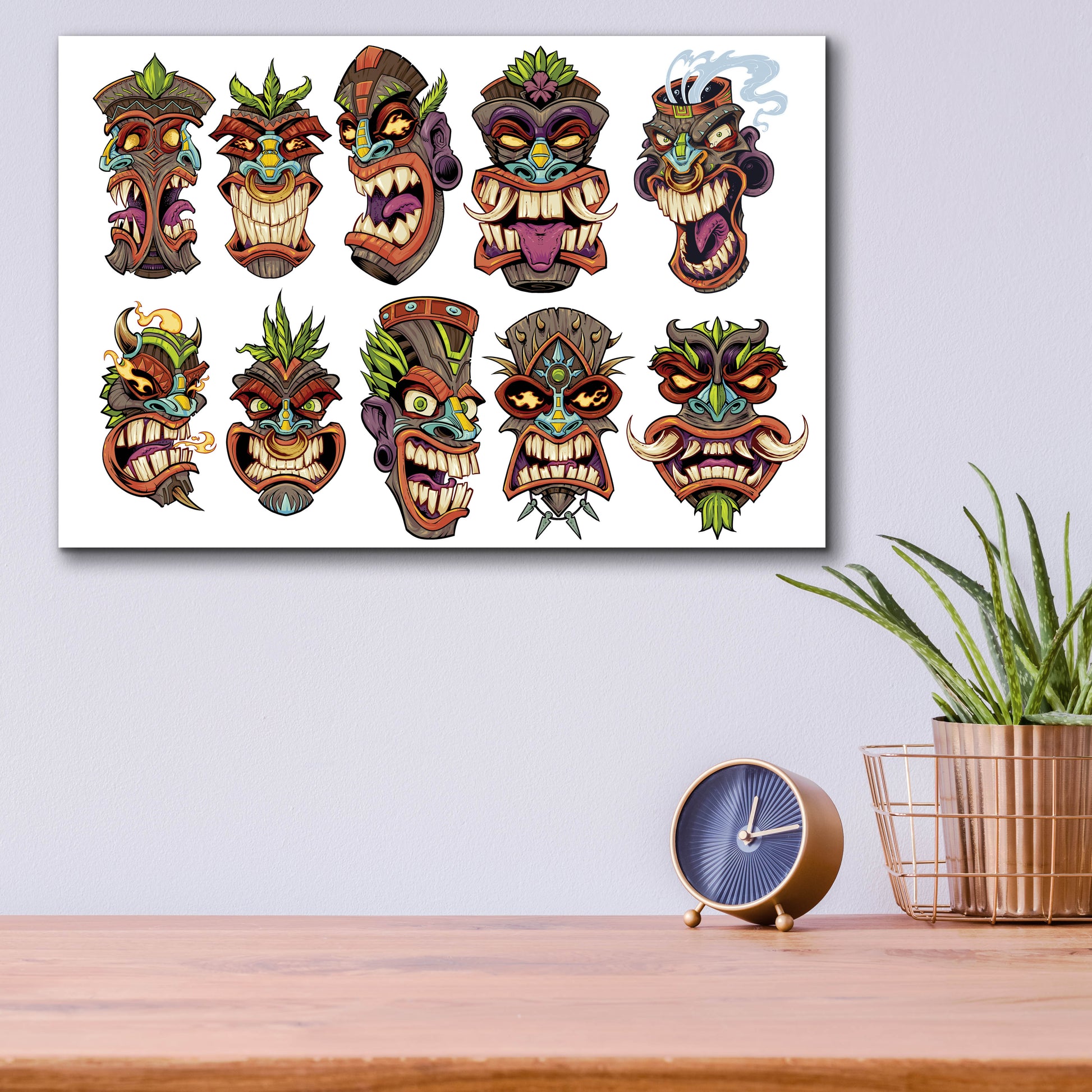 Epic Art 'Tiki Heads Flat' by Flyland Designs, Acrylic Glass Wall Art,16x12