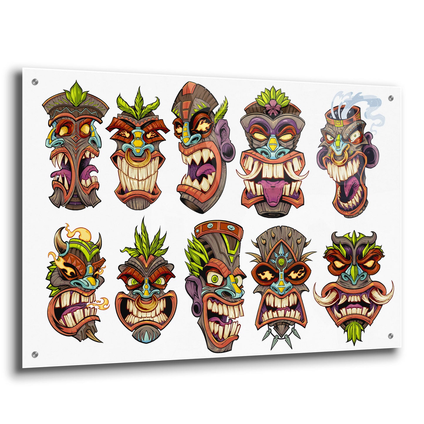 Epic Art 'Tiki Heads Flat' by Flyland Designs, Acrylic Glass Wall Art,36x24