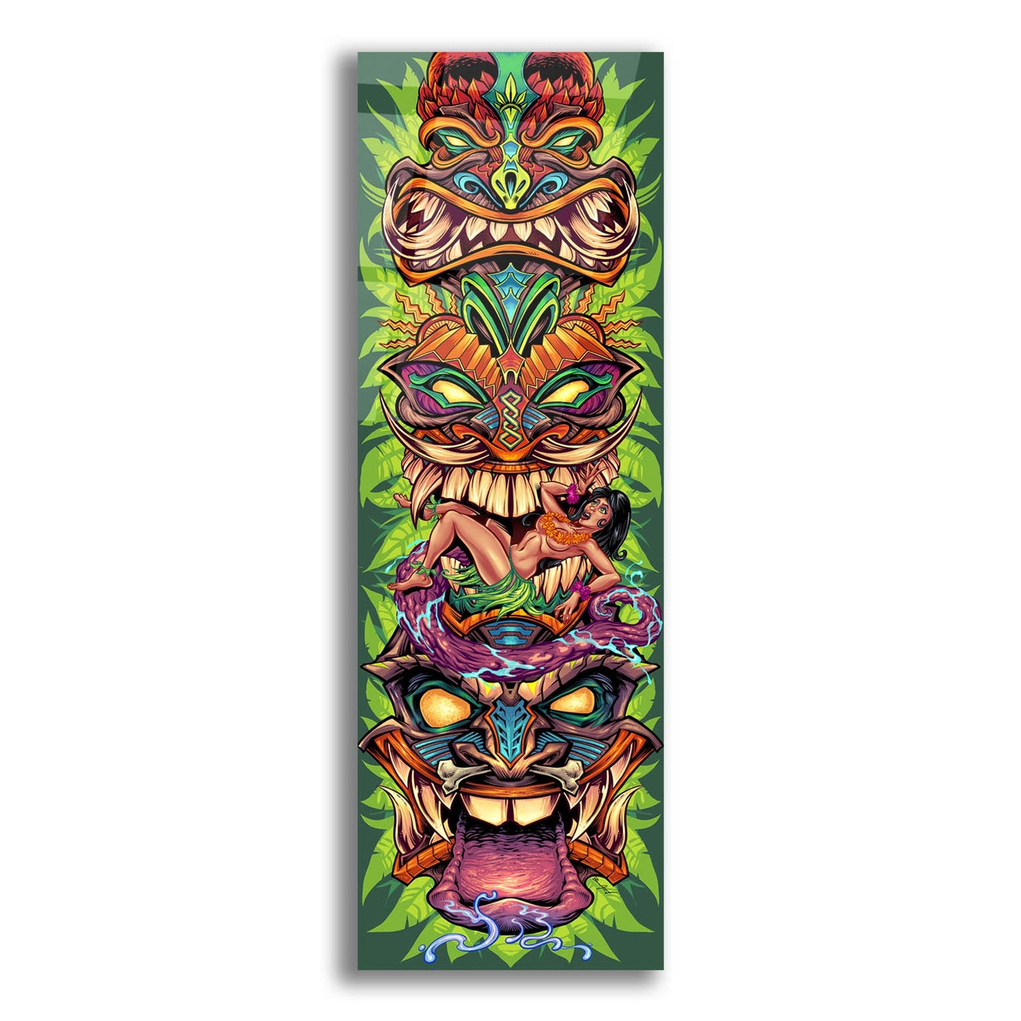 Epic Art 'Tiki Totem Skateboard' by Flyland Designs, Acrylic Glass Wall Art