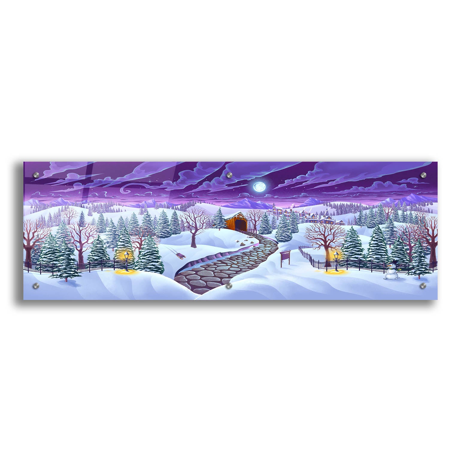 Epic Art 'Christmas Woods' by Flyland Designs, Acrylic Glass Wall Art,36x12