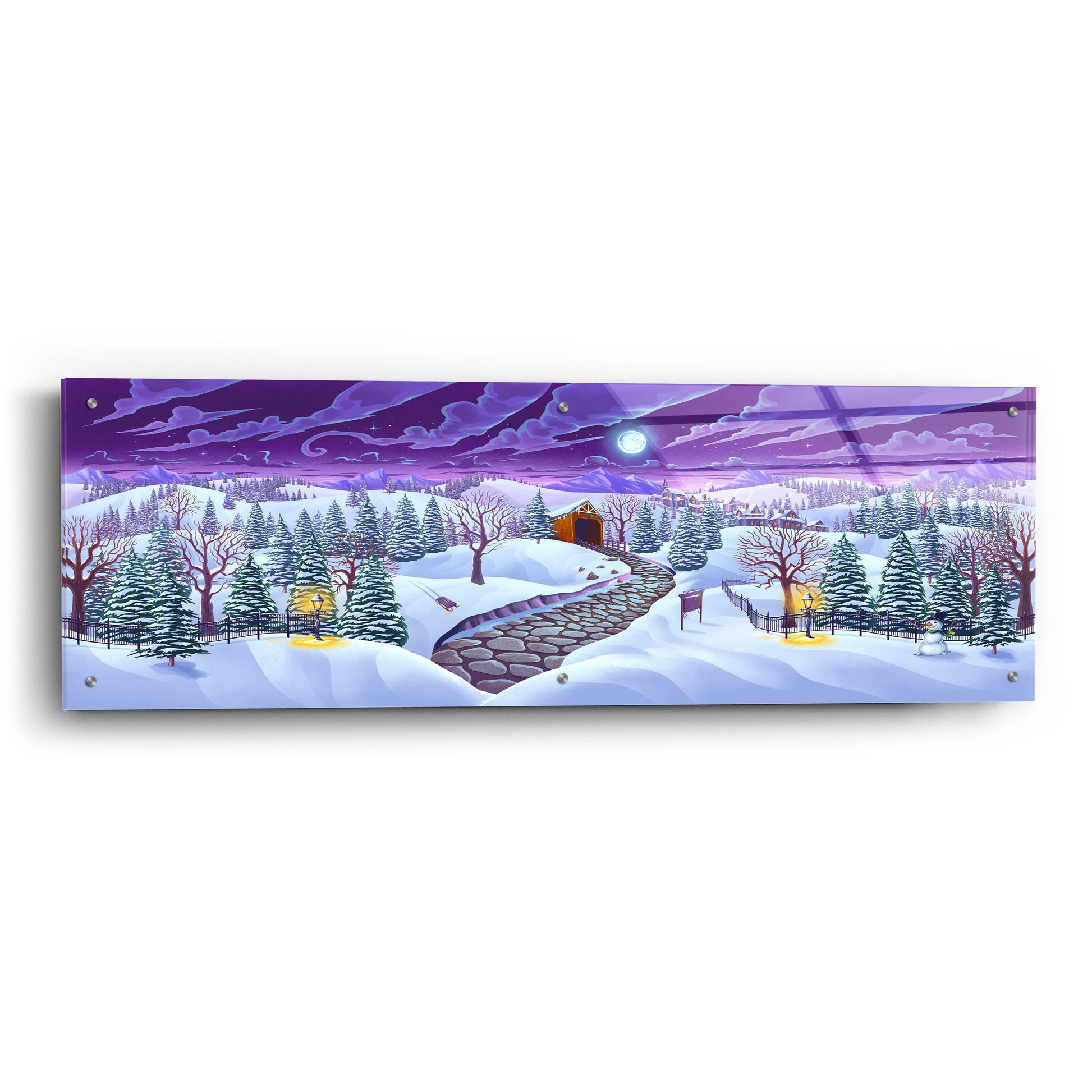 Epic Art 'Christmas Woods' by Flyland Designs, Acrylic Glass Wall Art,48x16