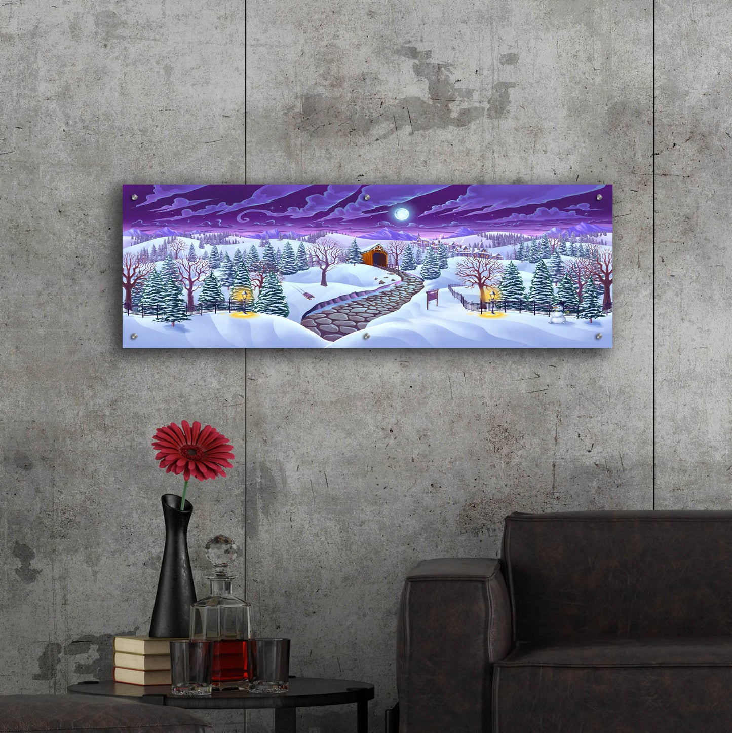 Epic Art 'Christmas Woods' by Flyland Designs, Acrylic Glass Wall Art,48x16