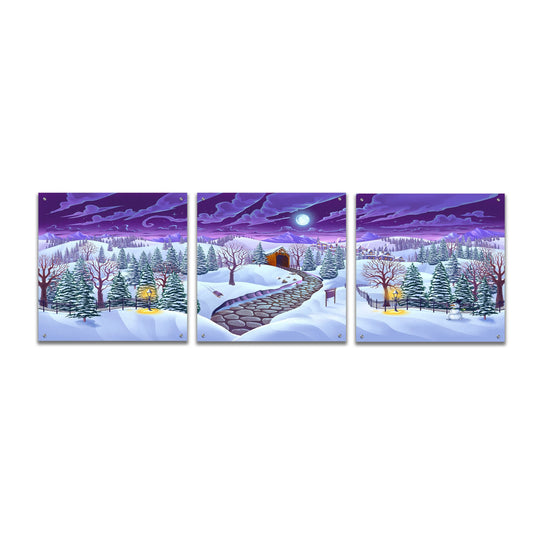 Epic Art 'Christmas Woods' by Flyland Designs, Acrylic Glass Wall Art, 3 Piece Set