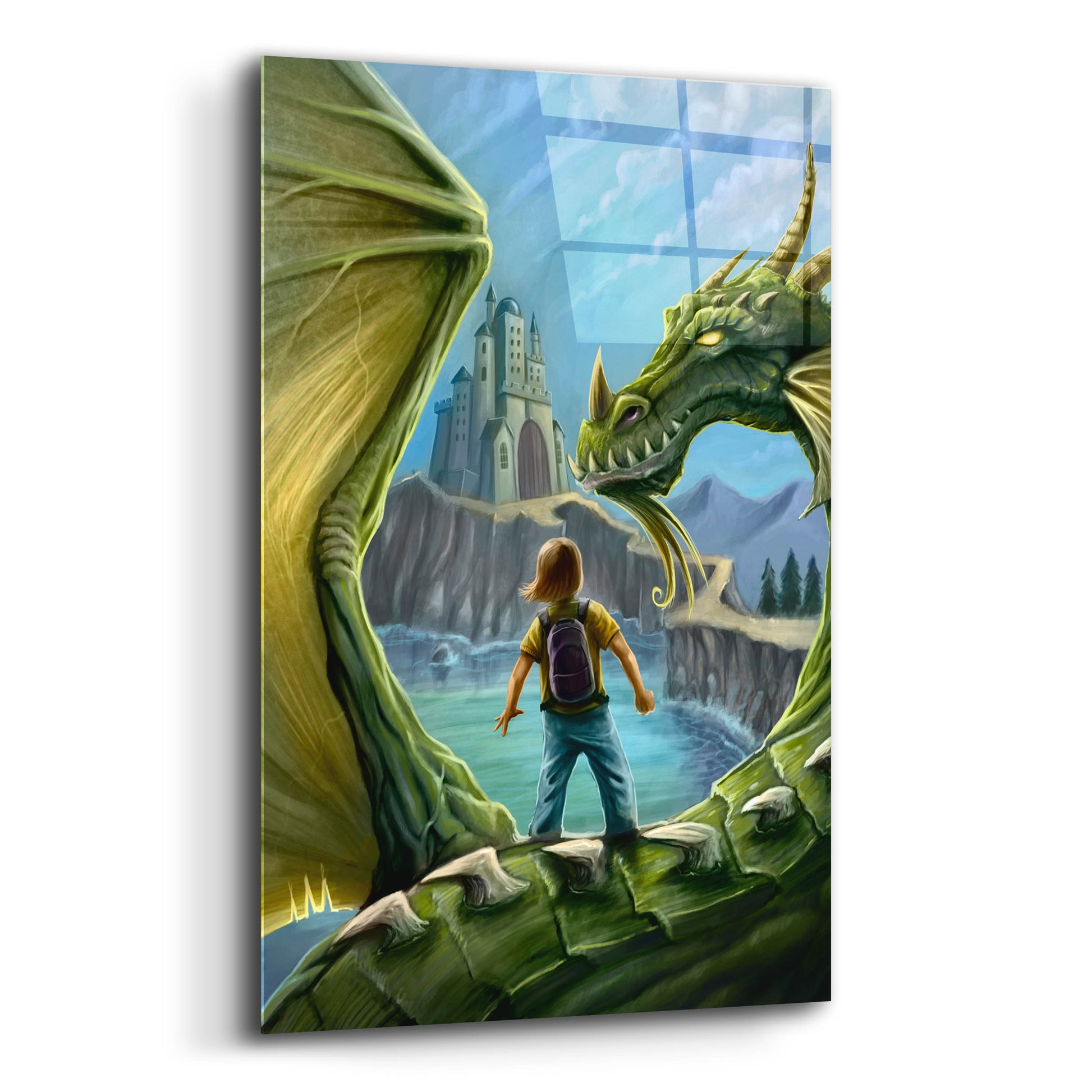 Epic Art 'Dragon And Castle' by Flyland Designs, Acrylic Glass Wall Art,12x16