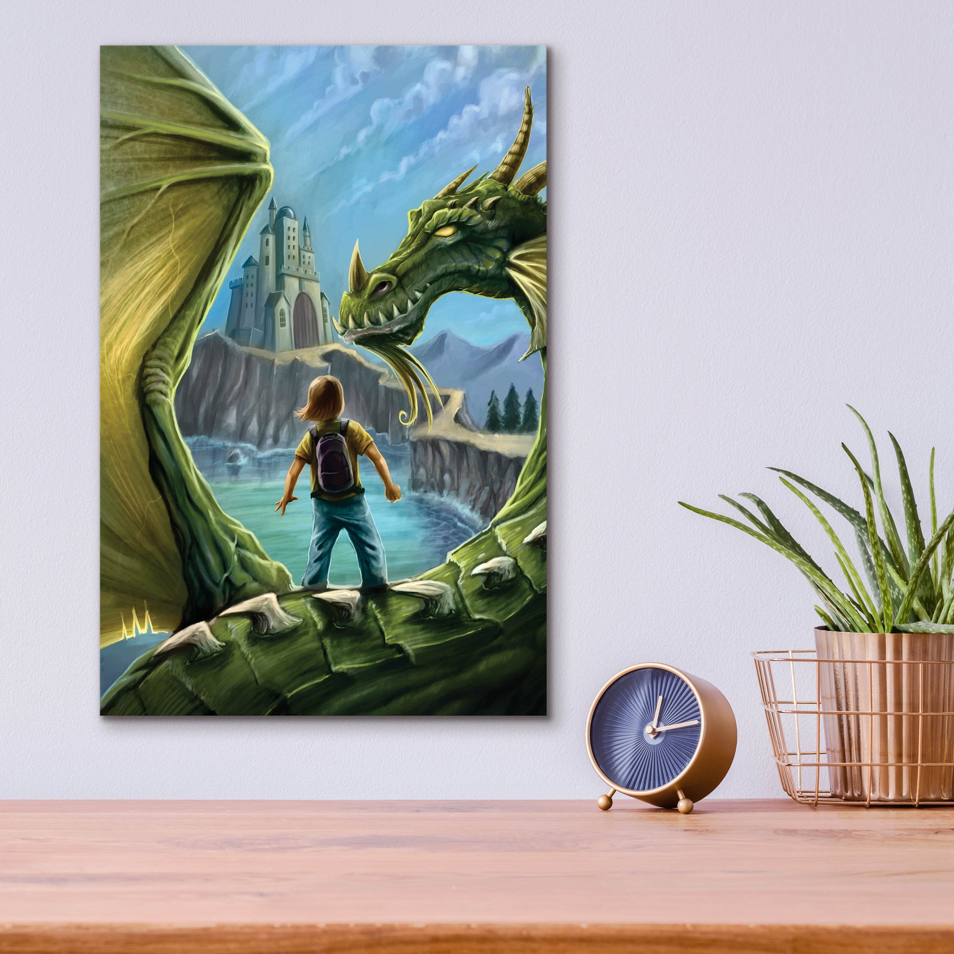 Epic Art 'Dragon And Castle' by Flyland Designs, Acrylic Glass Wall Art,12x16