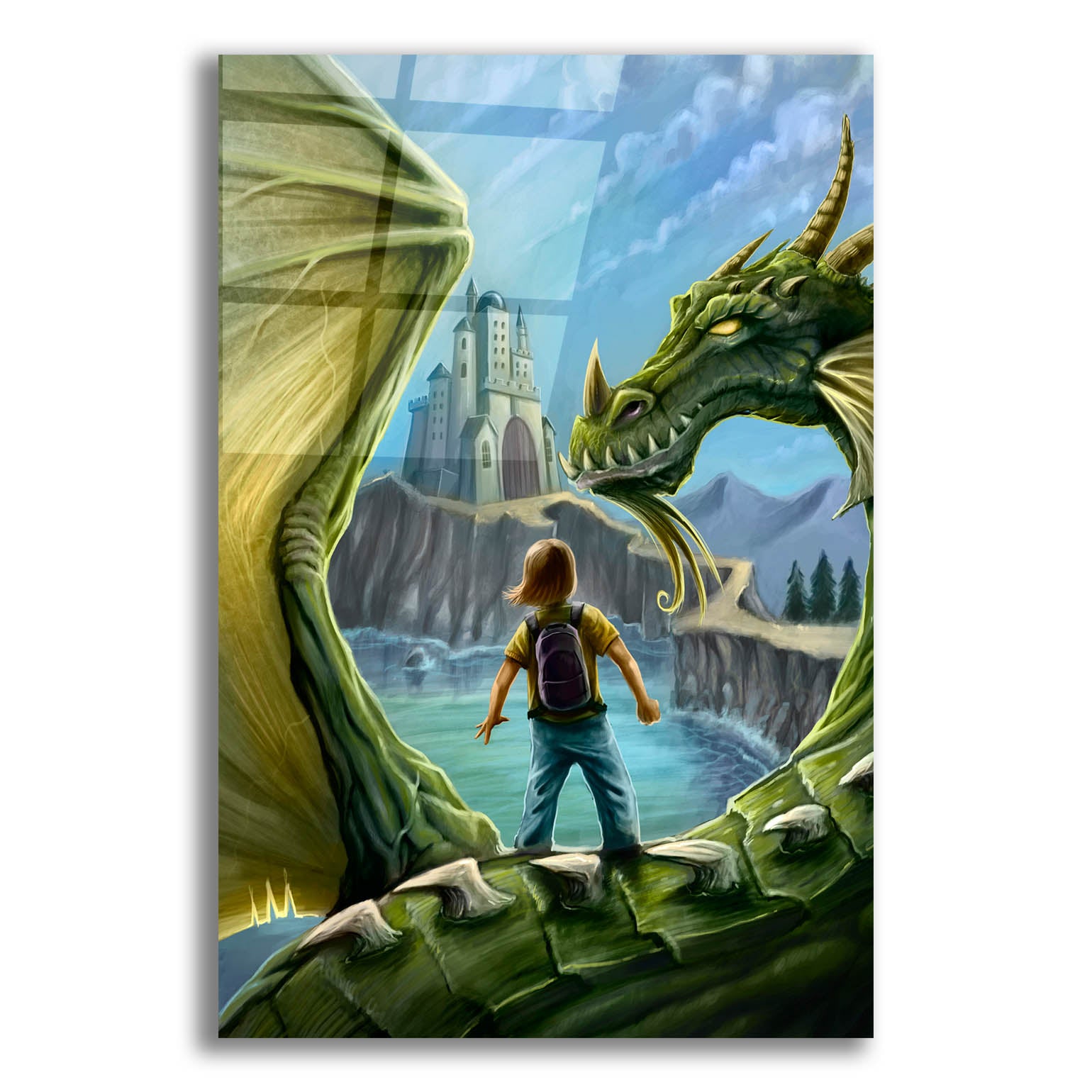 Epic Art 'Dragon And Castle' by Flyland Designs, Acrylic Glass Wall Art,12x16