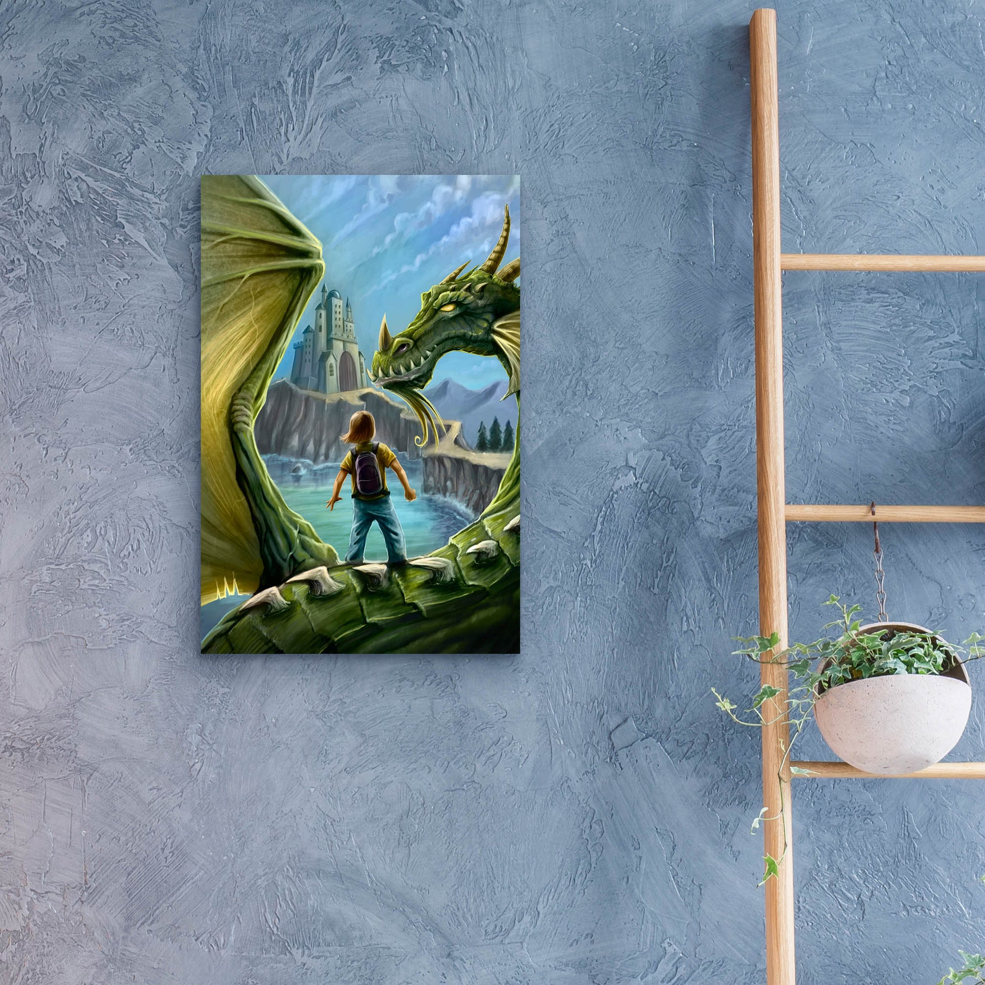 Epic Art 'Dragon And Castle' by Flyland Designs, Acrylic Glass Wall Art,16x24