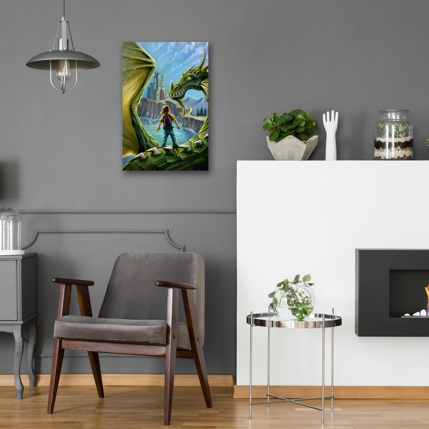 Epic Art 'Dragon And Castle' by Flyland Designs, Acrylic Glass Wall Art,16x24