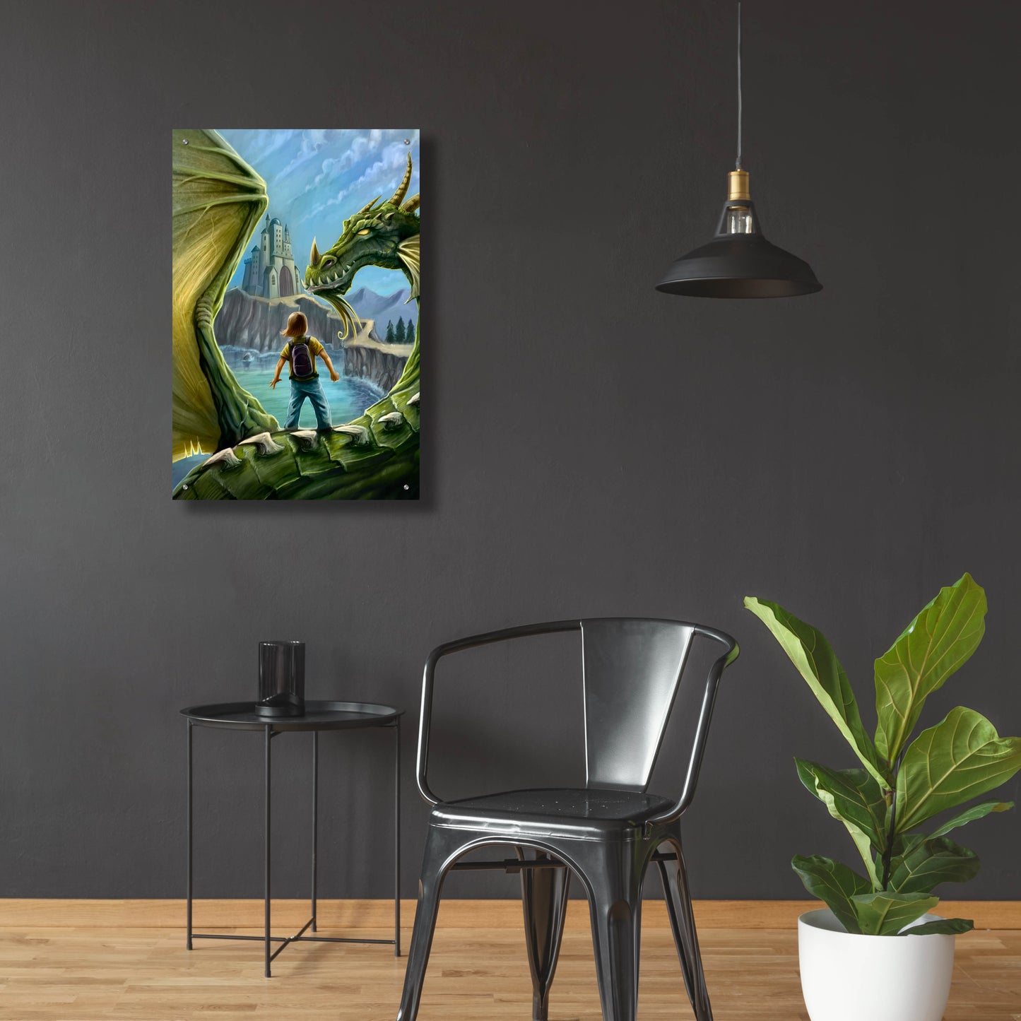 Epic Art 'Dragon And Castle' by Flyland Designs, Acrylic Glass Wall Art,24x36