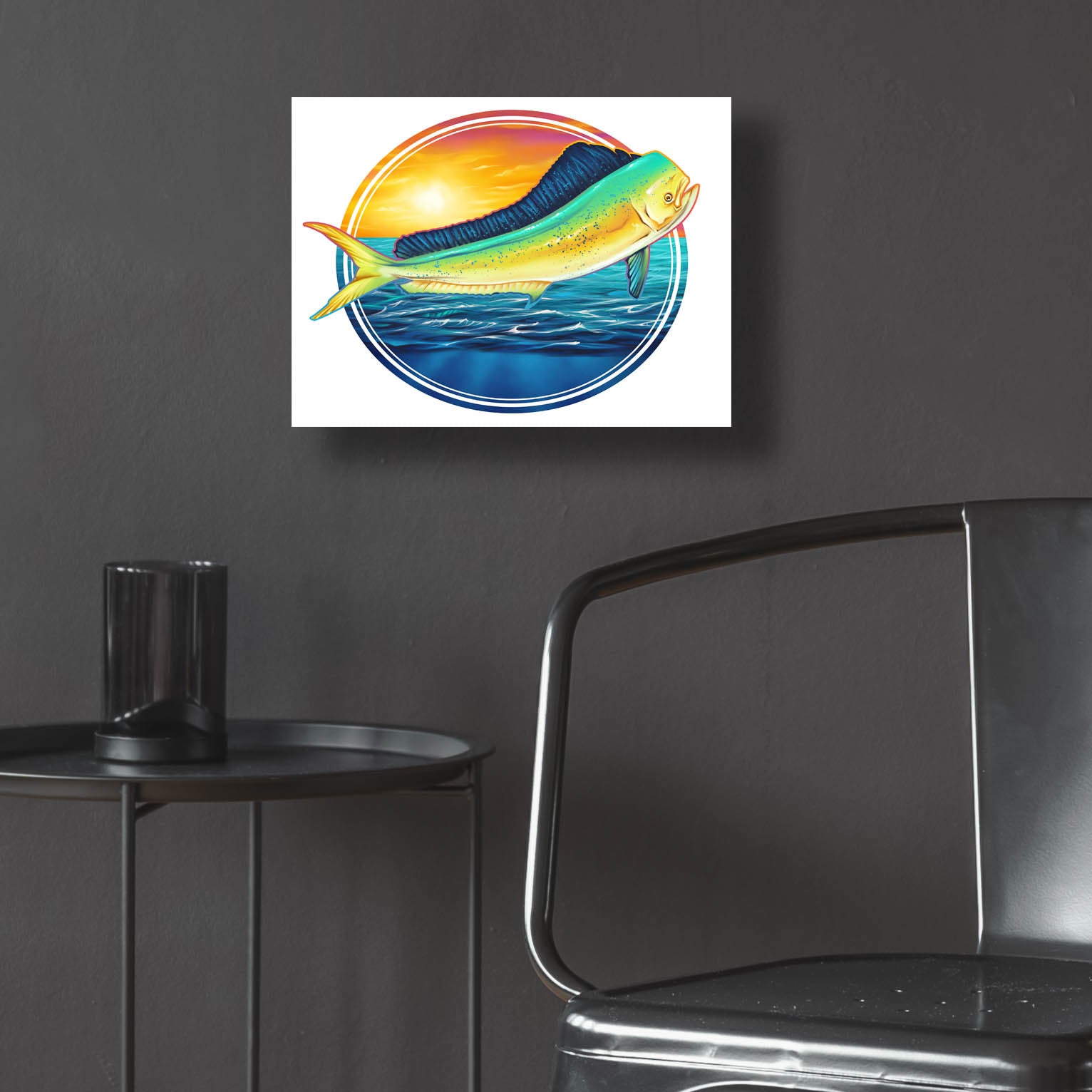 Epic Art 'Dolphin Fish Illustration' by Flyland Designs, Acrylic Glass Wall Art,16x12